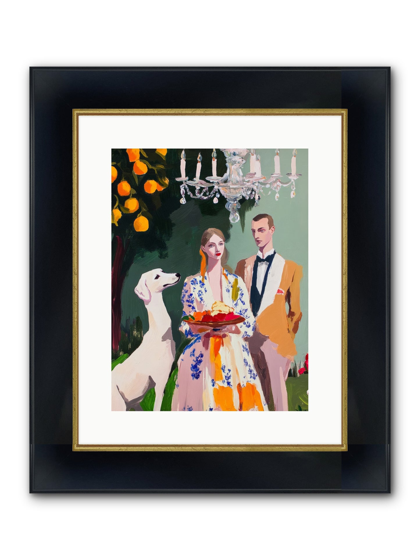 Orange Blossom Ball Framed Print - Wide Black w/Gold 12x16