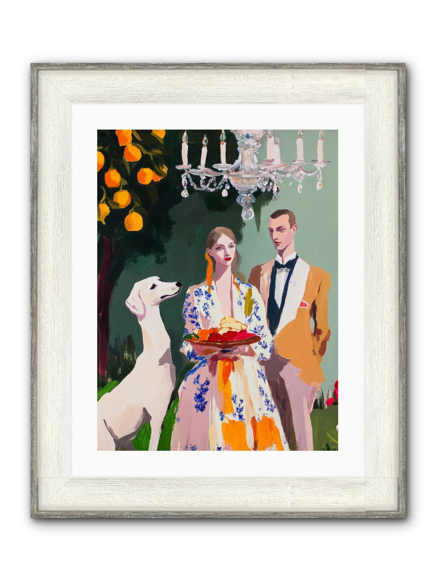 Orange Blossom Ball Framed Print - Driftwood White 18x24