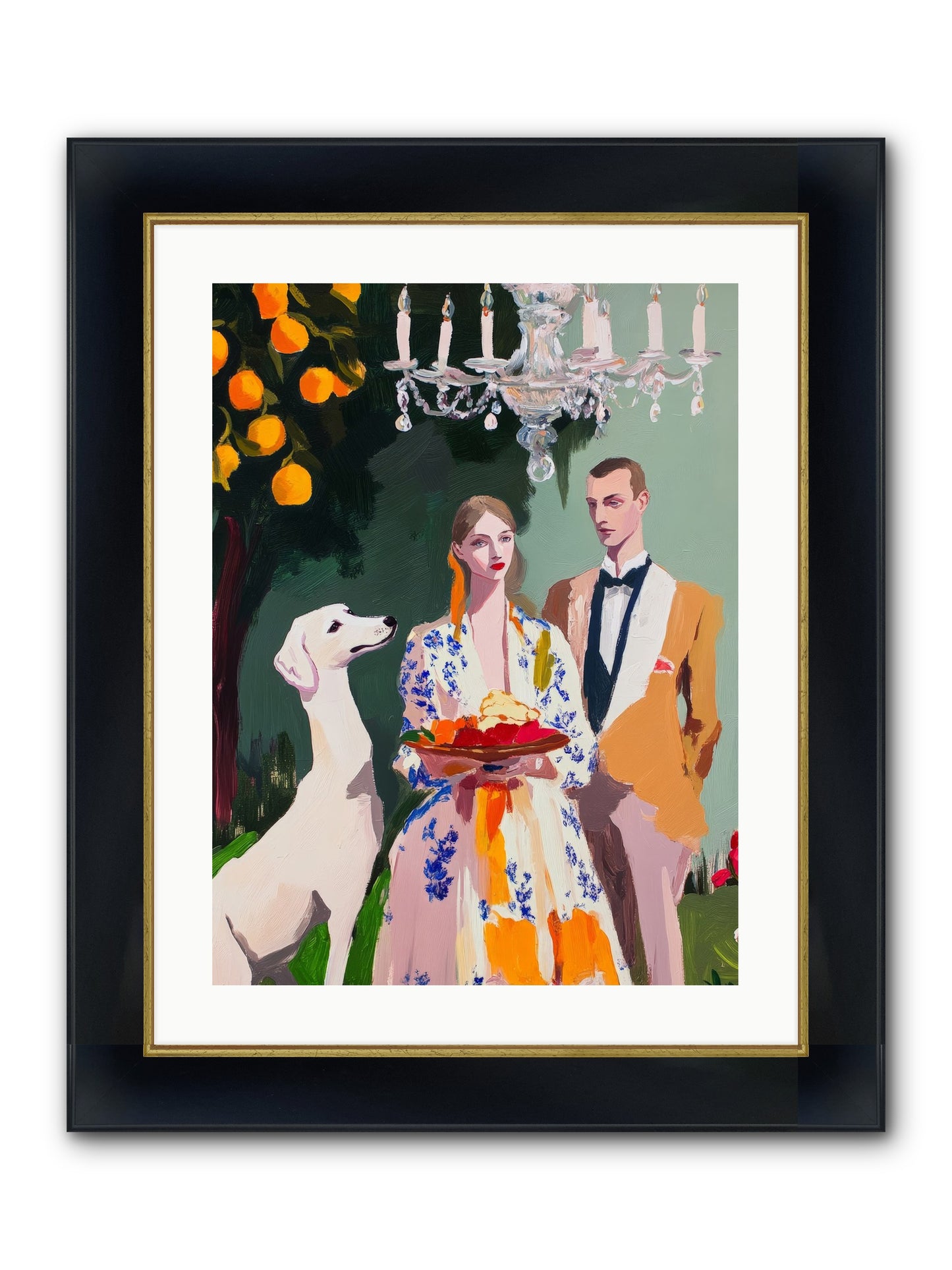 Orange Blossom Ball Framed Print - Wide Black w/Gold 18x24