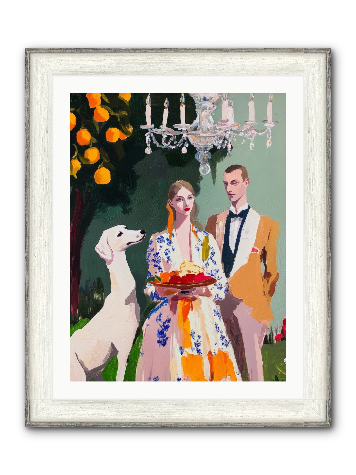 Orange Blossom Ball Framed Print - Driftwood White 24x32