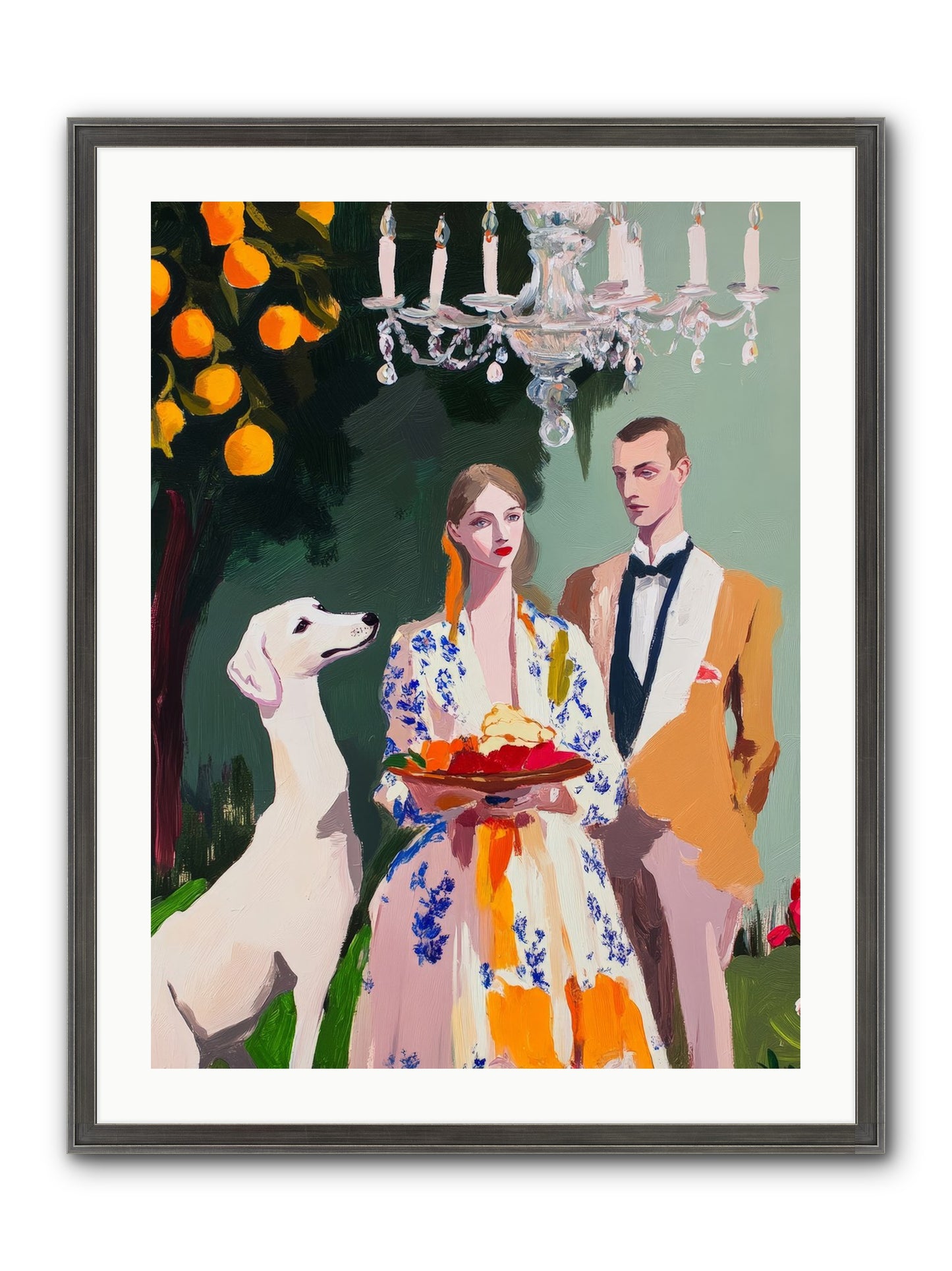 Orange Blossom Ball Framed Print - Slimwoods Black/Silver 24x32