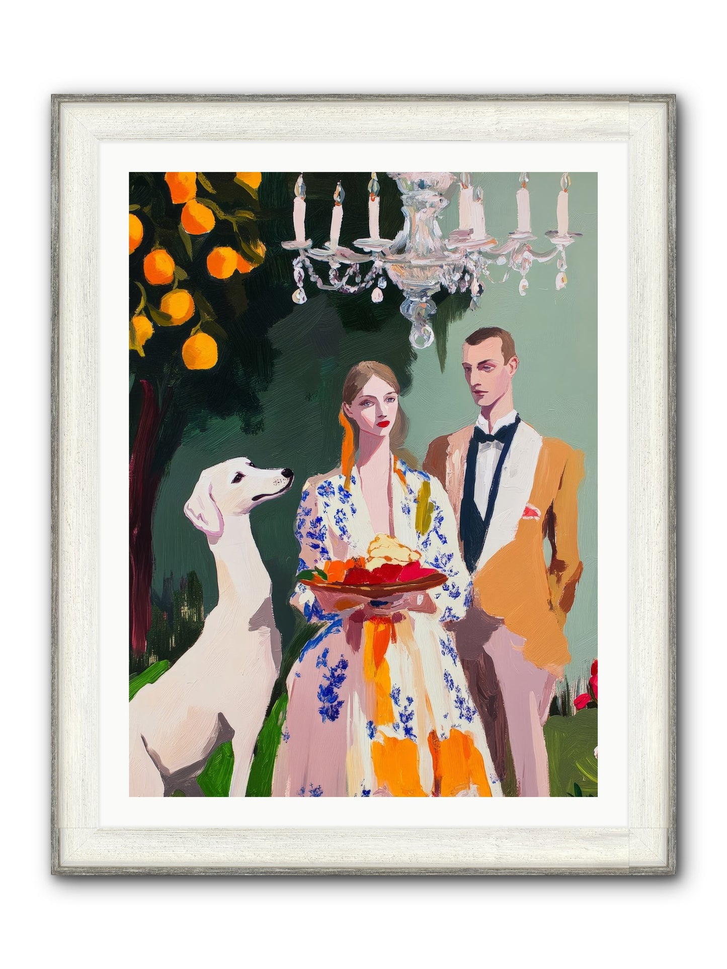 Orange Blossom Ball Framed Print - Driftwood White 30x40
