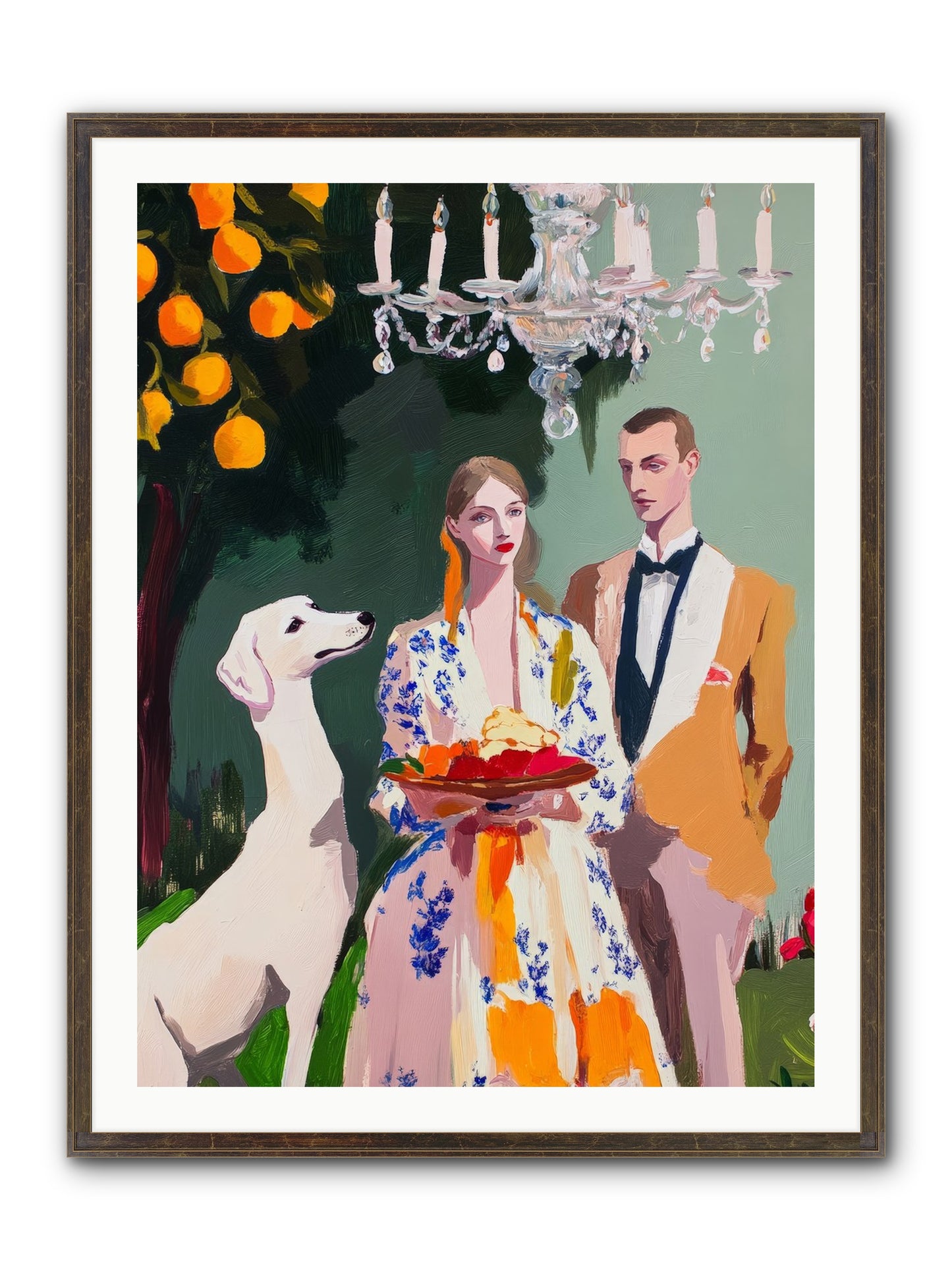 Orange Blossom Ball Framed Print - Slimwoods Black/Gold 30x40