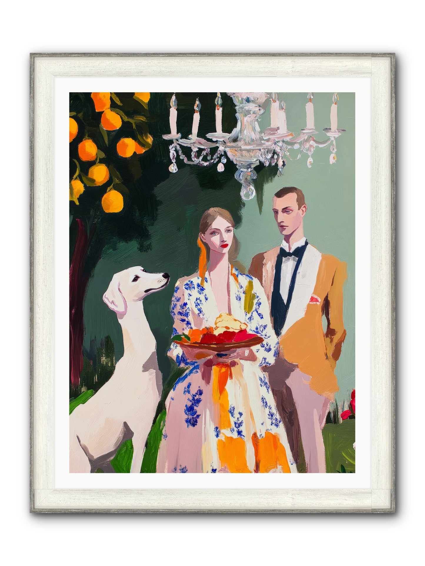 Orange Blossom Ball Framed Print - Driftwood White 36x48