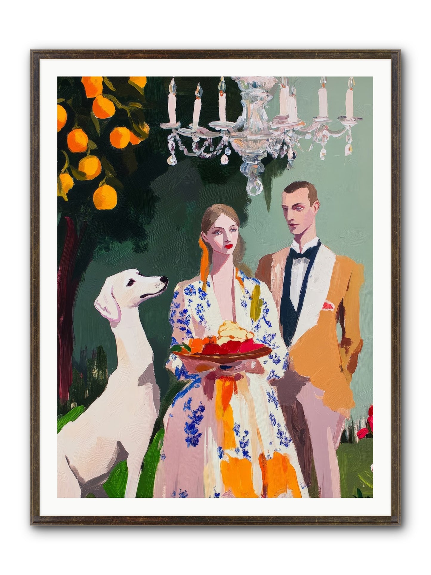 Orange Blossom Ball Framed Print - Slimwoods Black/Gold 36x48