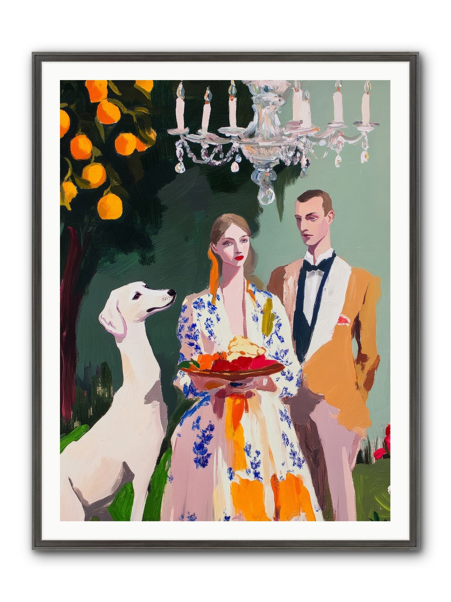 Orange Blossom Ball Framed Print - Slimwoods Black/Silver 36x48