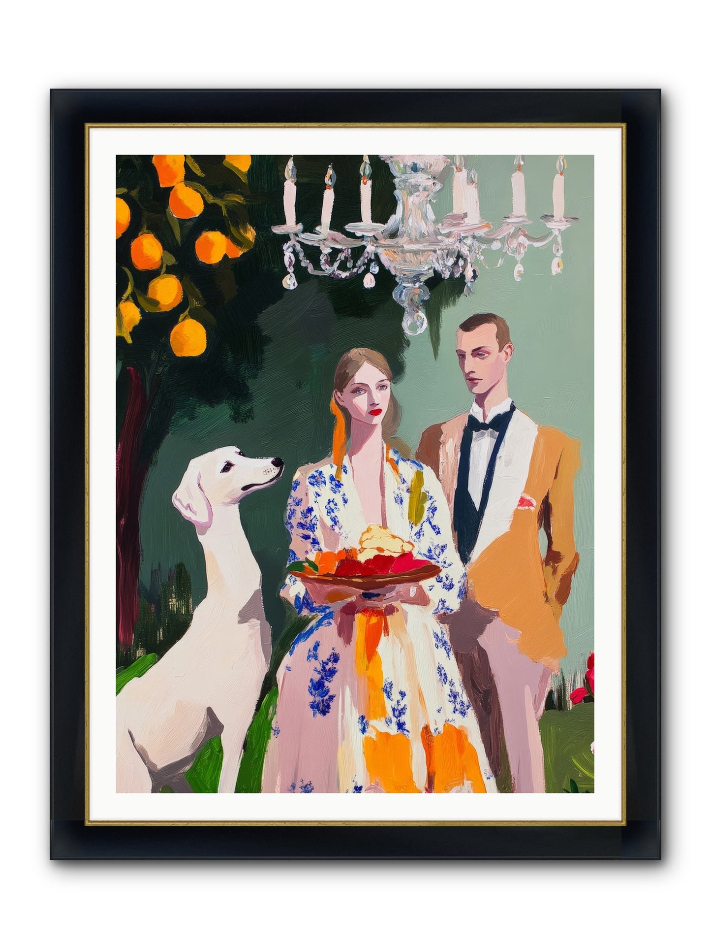 Orange Blossom Ball Framed Print - Wide Black w/Gold 36x48