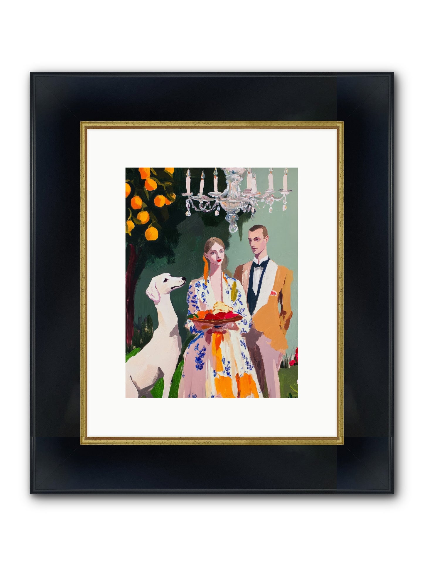 Orange Blossom Ball Framed Print - Wide Black w/Gold 9x12