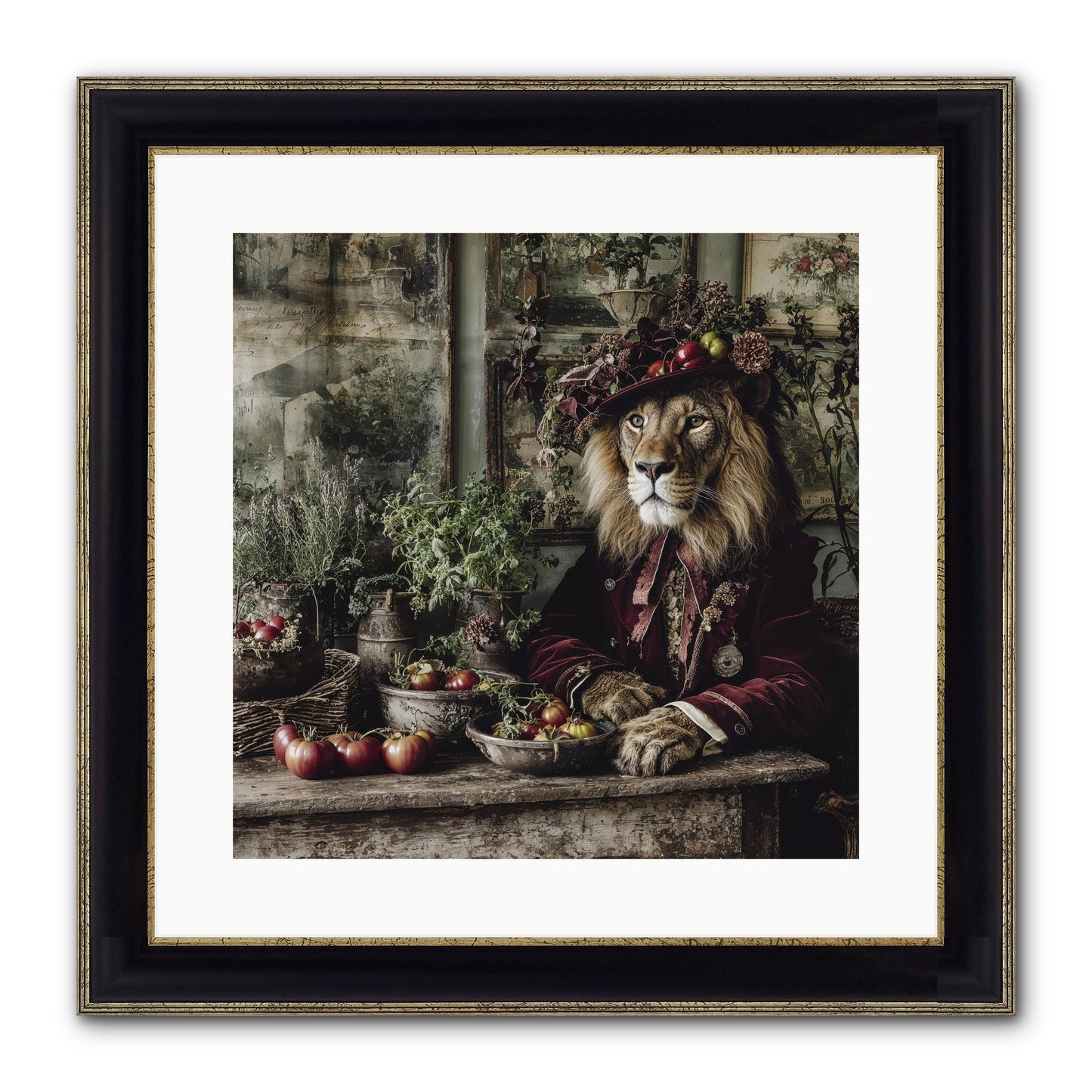 Orchard Afternoon Framed Print - Black & Gold 16x16
