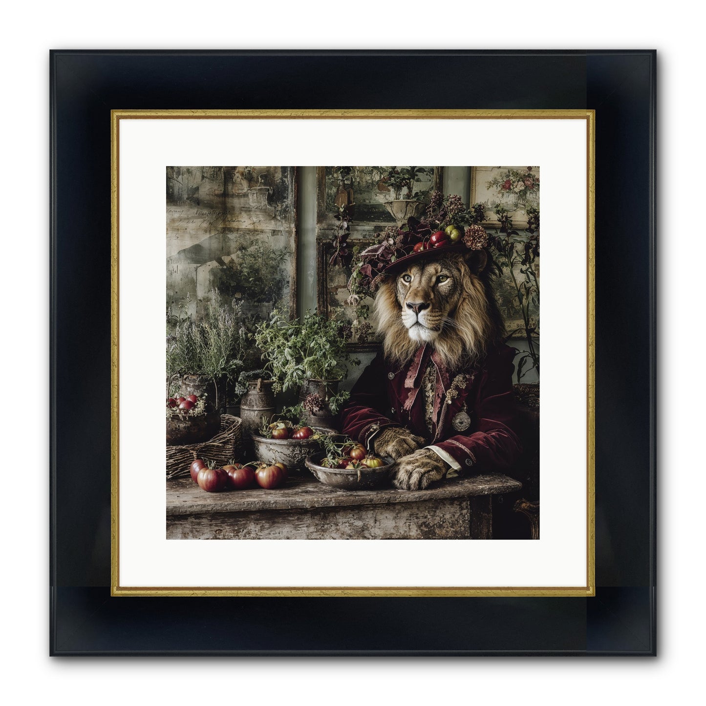 Orchard Afternoon Framed Print - Wide Black w/Gold 16x16
