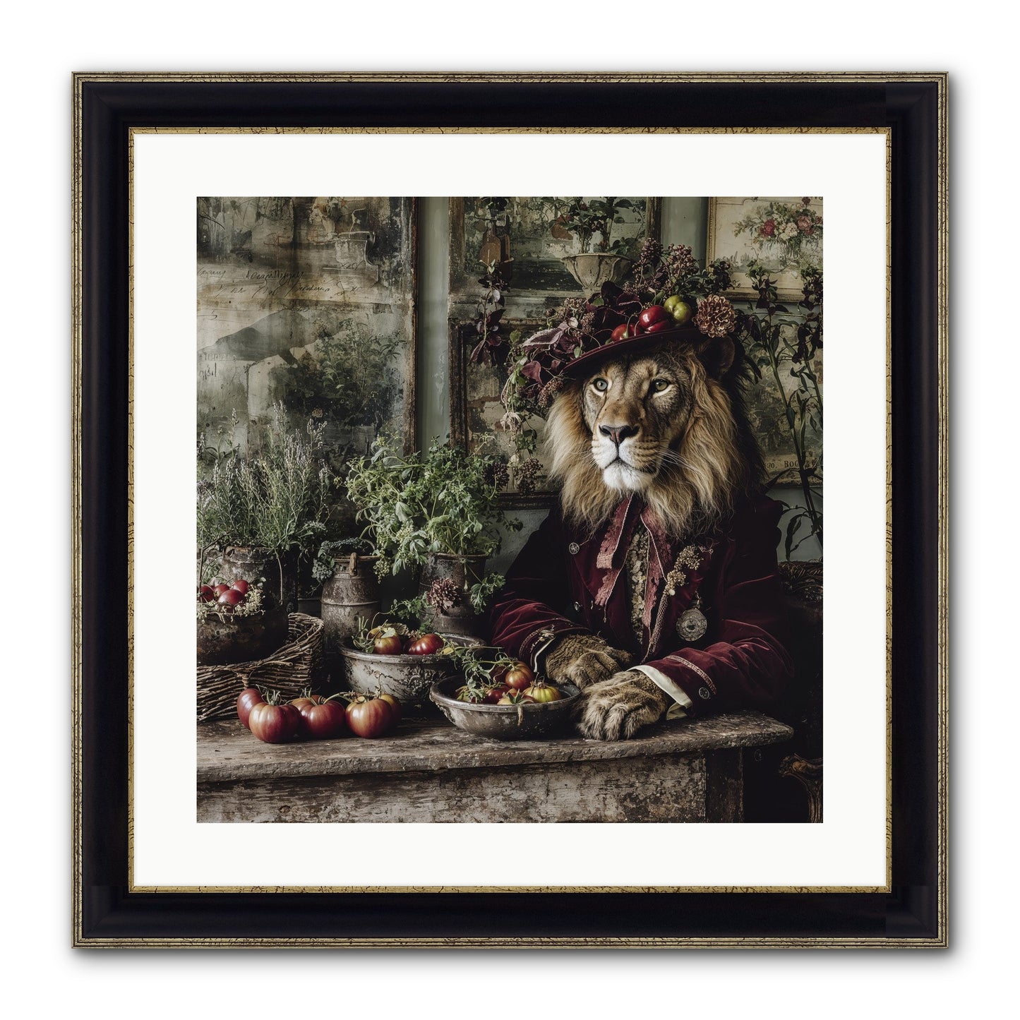 Orchard Afternoon Framed Print - Black & Gold 20x20