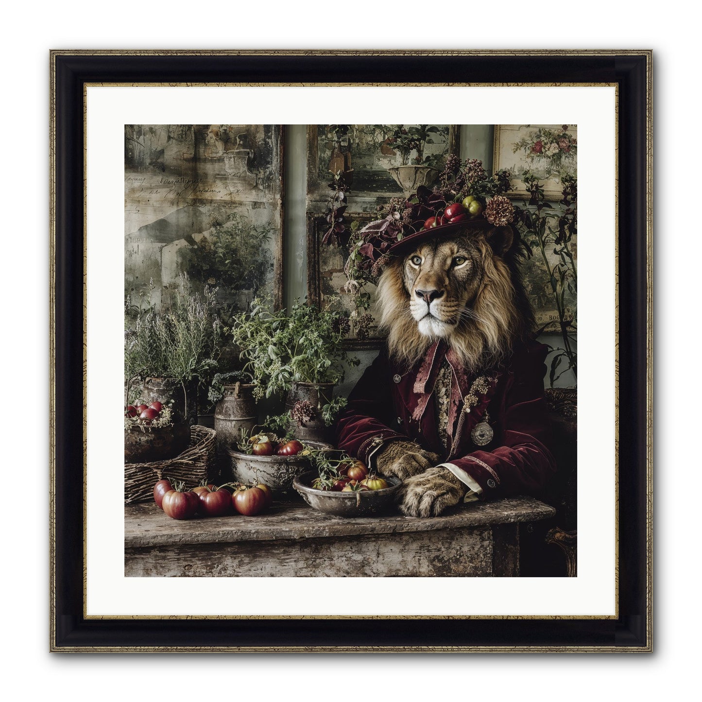 Orchard Afternoon Framed Print - Black & Gold 24x24