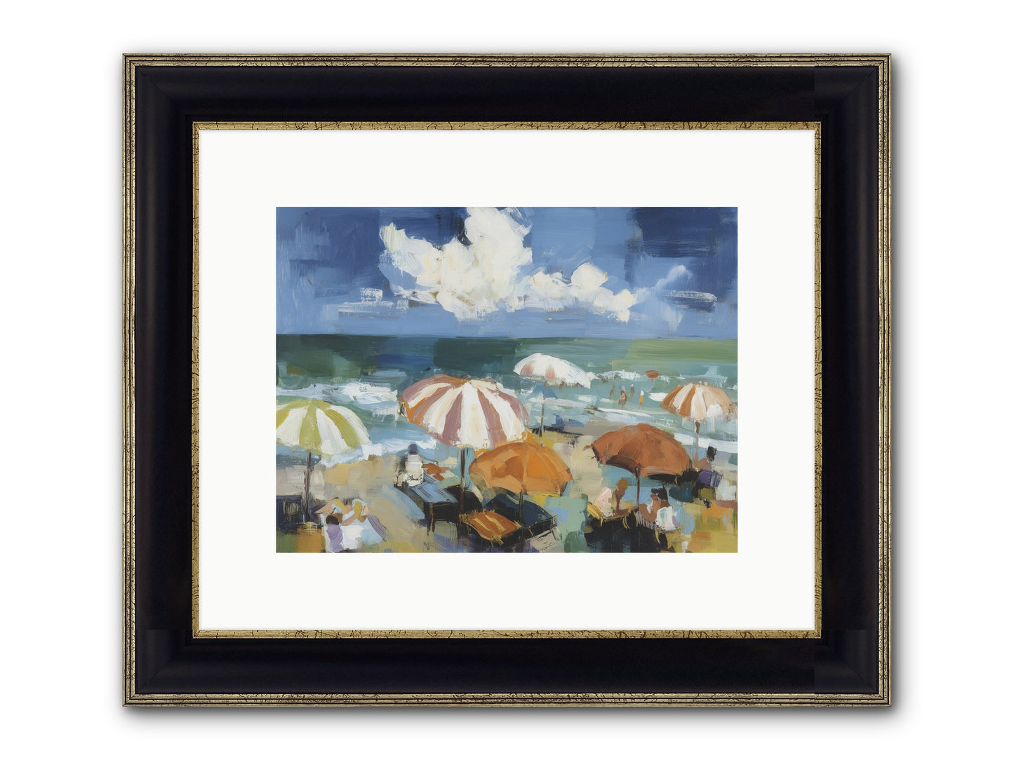 Over Mediterranean Blue Framed Print - Black & Gold 12x9