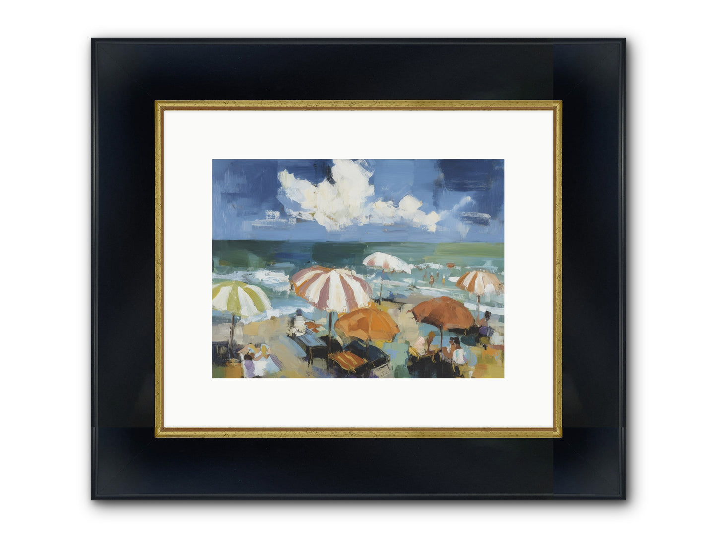 Over Mediterranean Blue Framed Print - Wide Black w/Gold 12x9