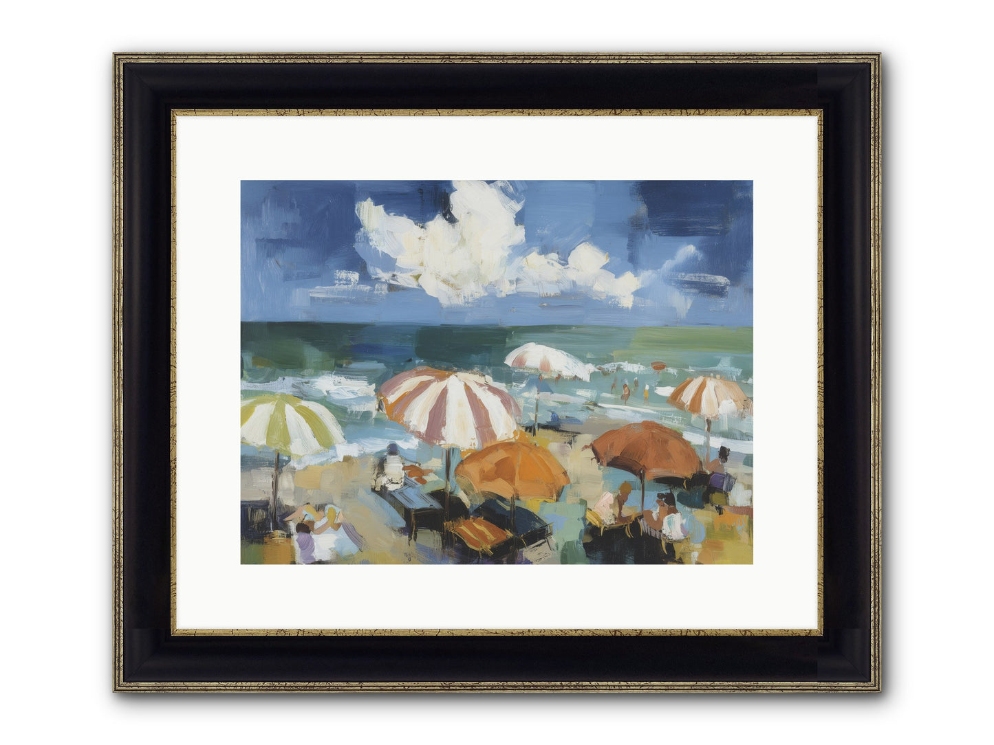Over Mediterranean Blue Framed Print - Black & Gold 16x12