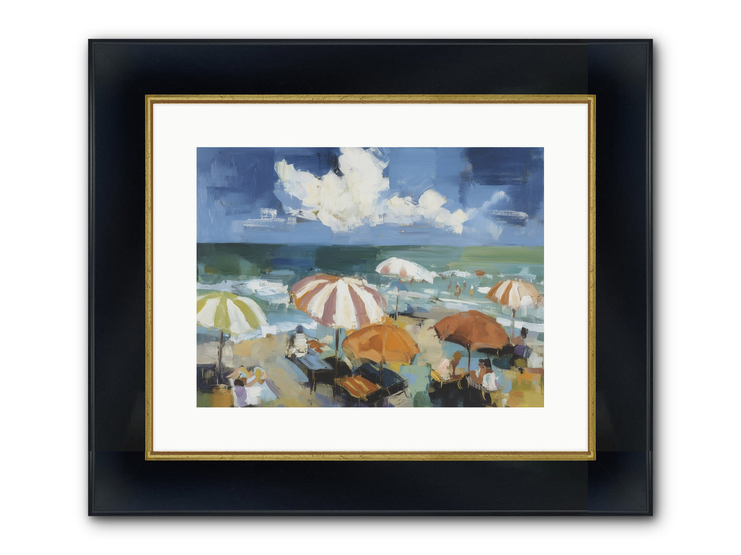 Over Mediterranean Blue Framed Print - Wide Black w/Gold 16x12