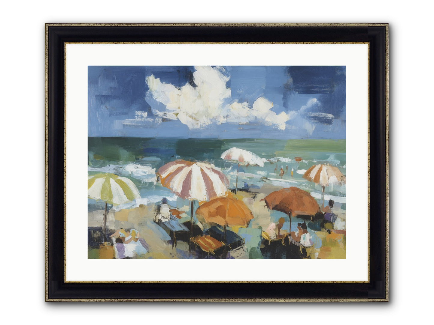 Over Mediterranean Blue Framed Print - Black & Gold 24x18