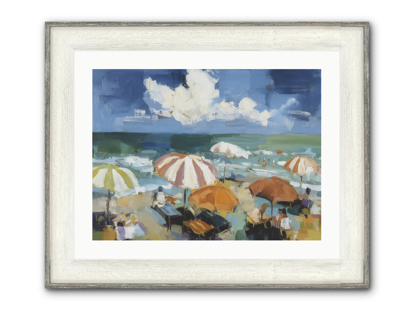 Over Mediterranean Blue Framed Print - Driftwood White 24x18