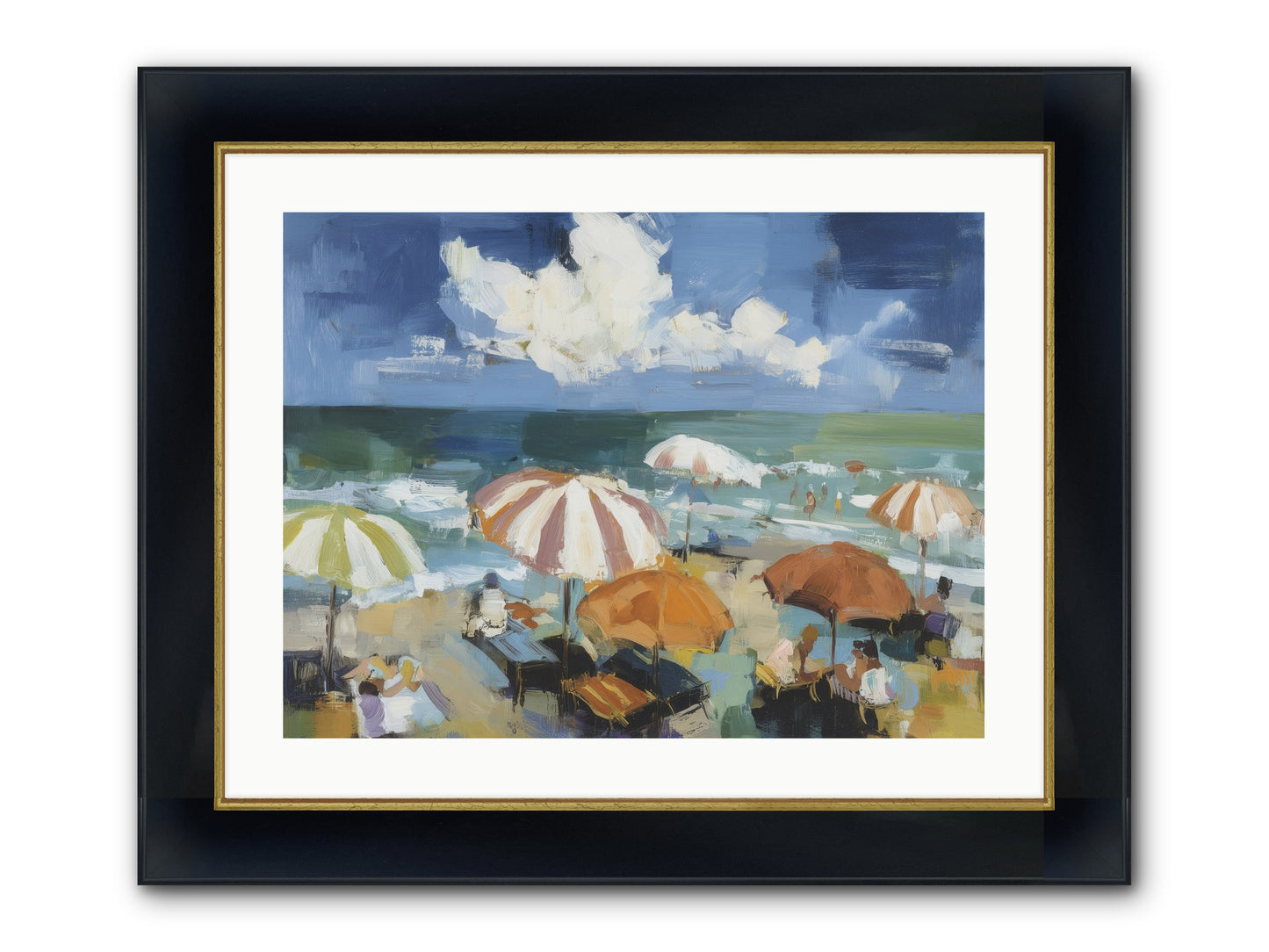 Over Mediterranean Blue Framed Print - Wide Black w/Gold 24x18