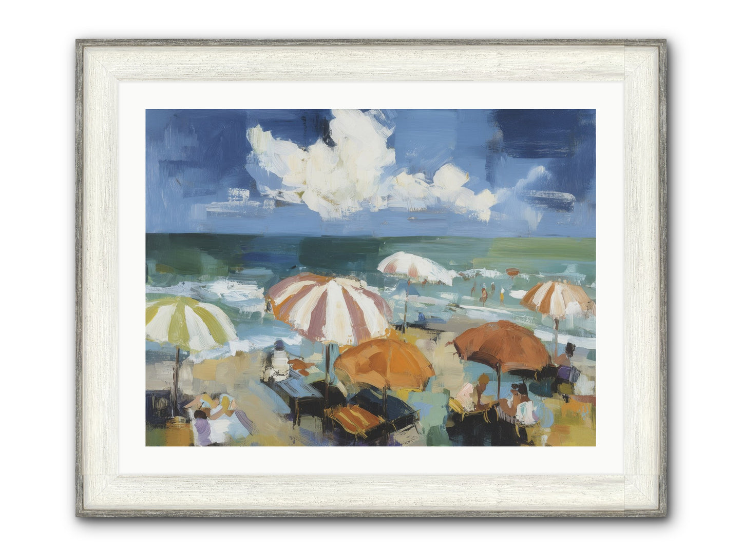 Over Mediterranean Blue Framed Print - Driftwood White 32x24