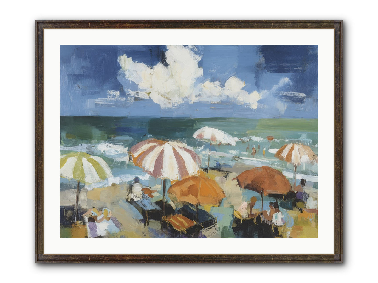 Over Mediterranean Blue Framed Print - Slimwoods Black/Gold 32x24
