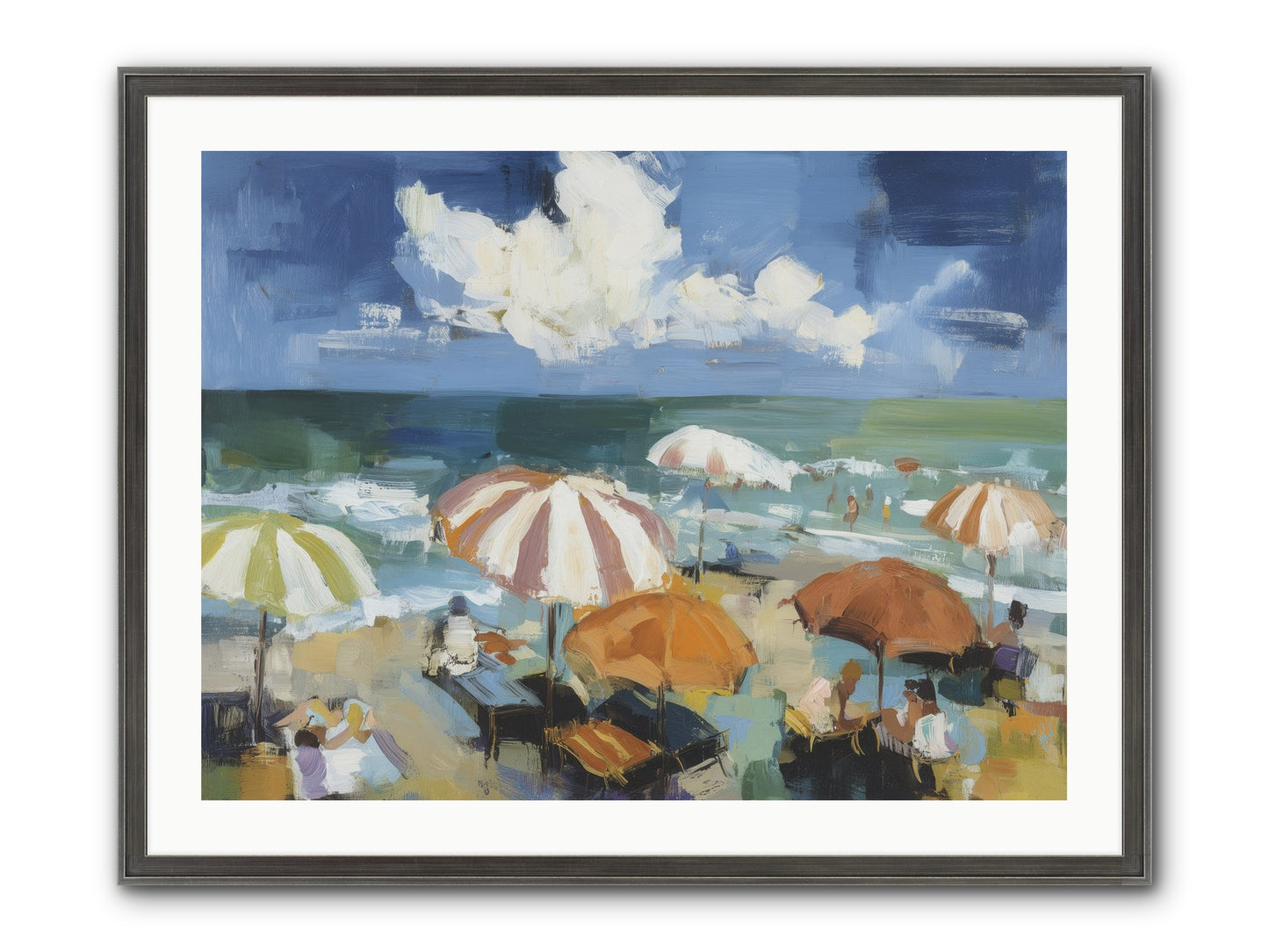 Over Mediterranean Blue Framed Print - Slimwoods Black/Silver 32x24
