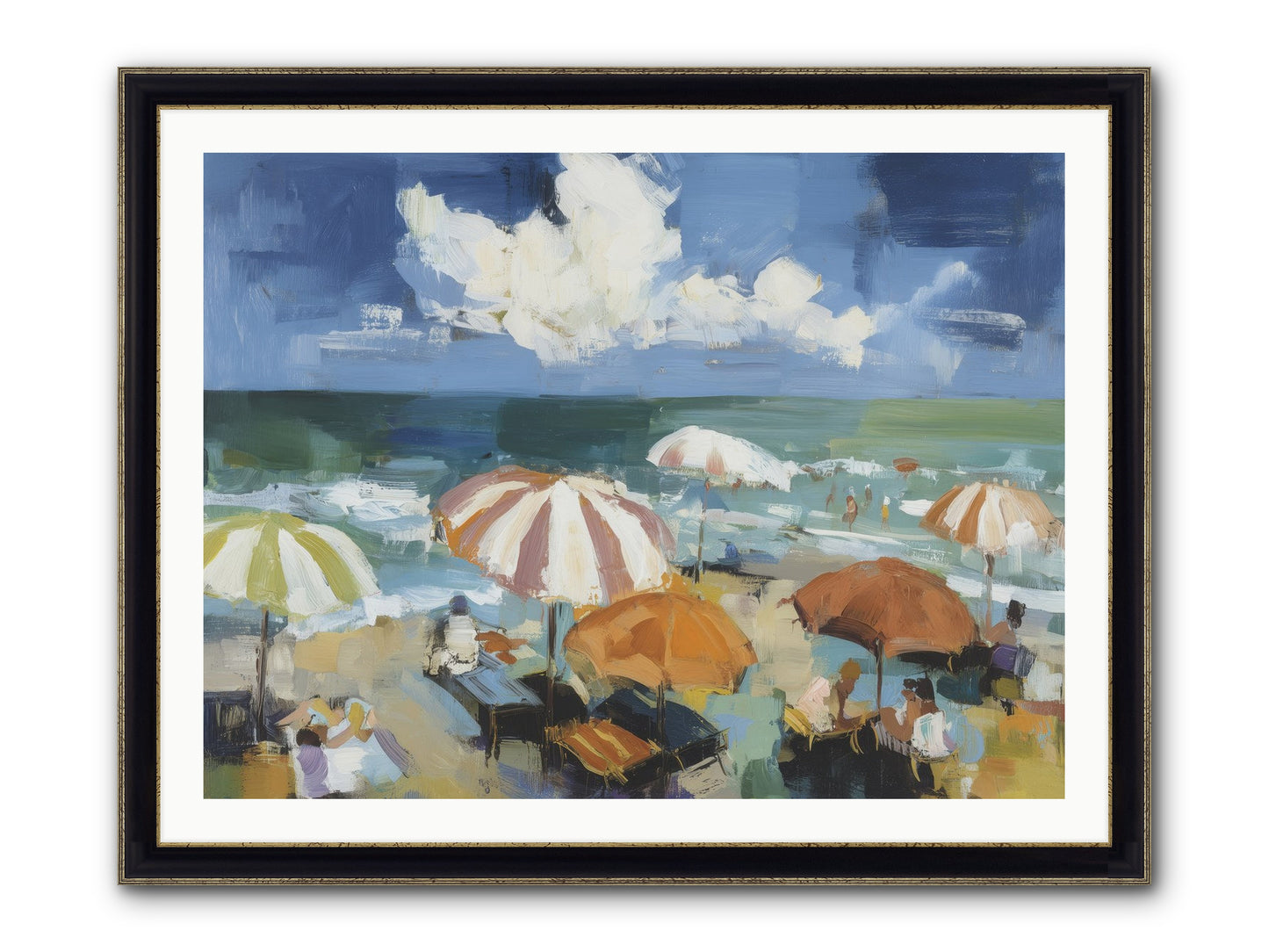 Over Mediterranean Blue Framed Print - Black & Gold 40x30
