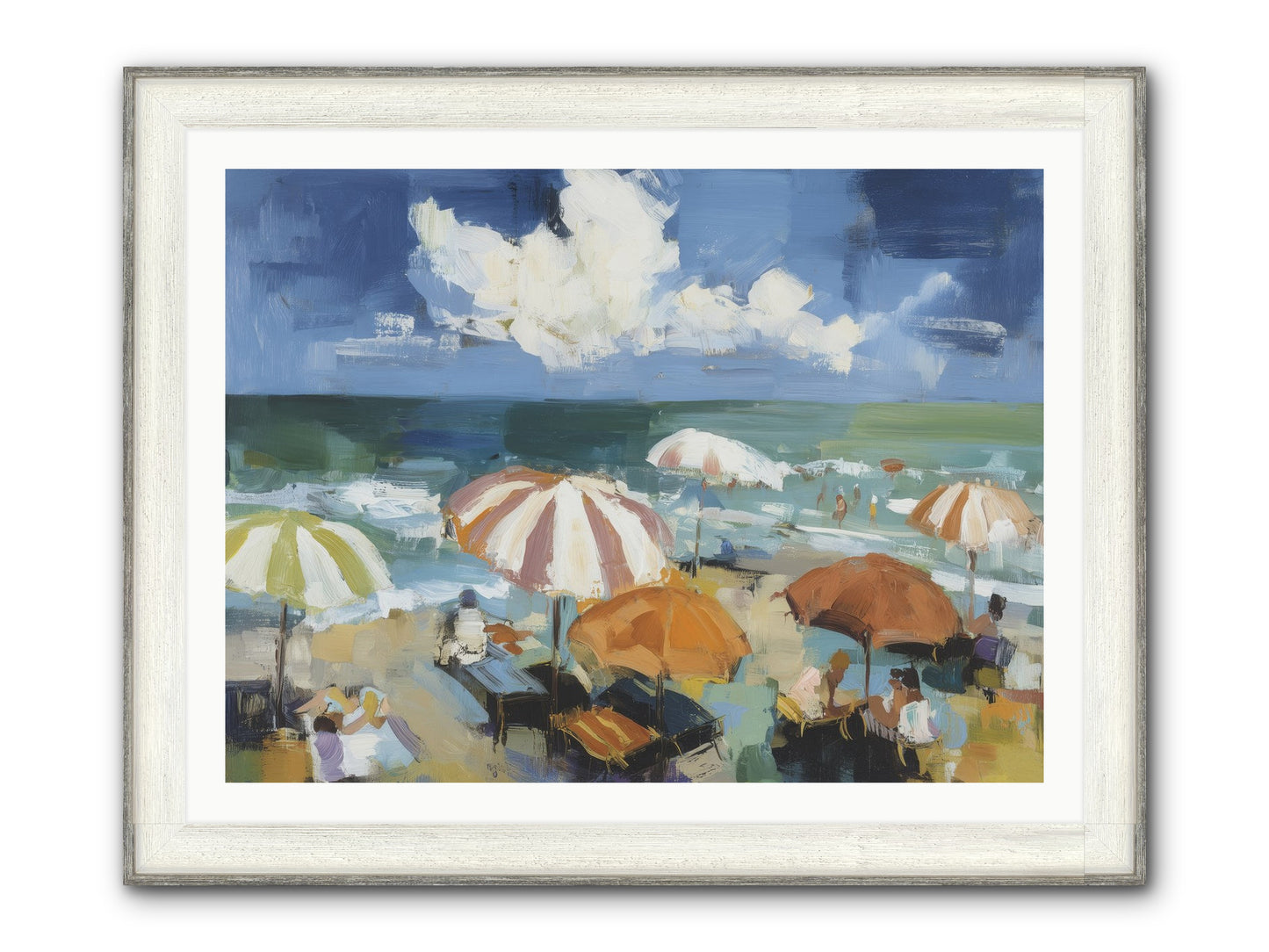 Over Mediterranean Blue Framed Print - Driftwood White 40x30