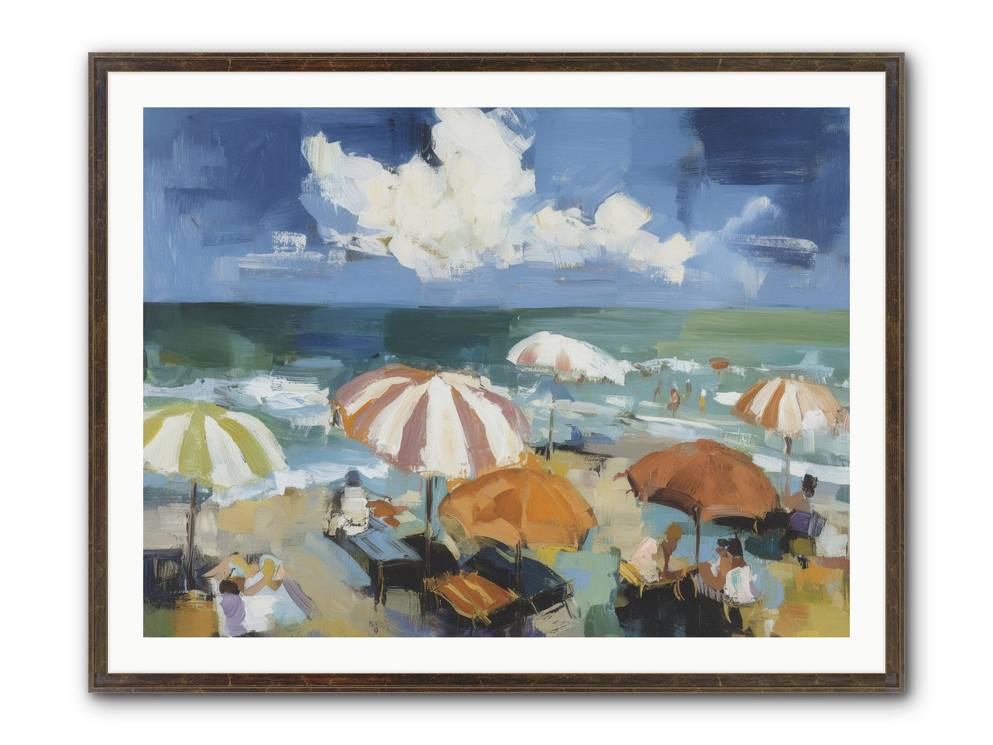 Over Mediterranean Blue Framed Print - Slimwoods Black/Gold 40x30