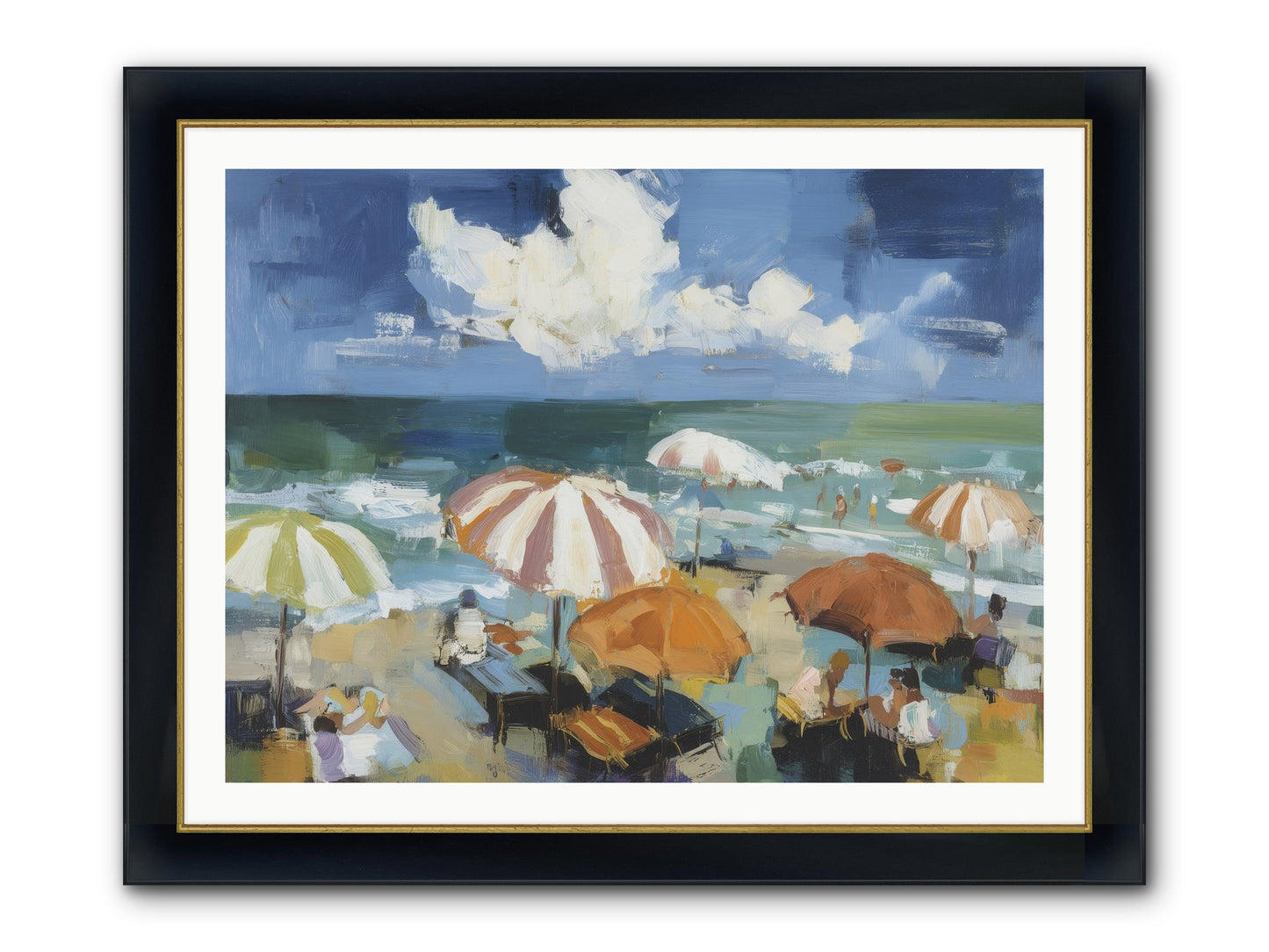Over Mediterranean Blue Framed Print - Wide Black w/Gold 40x30