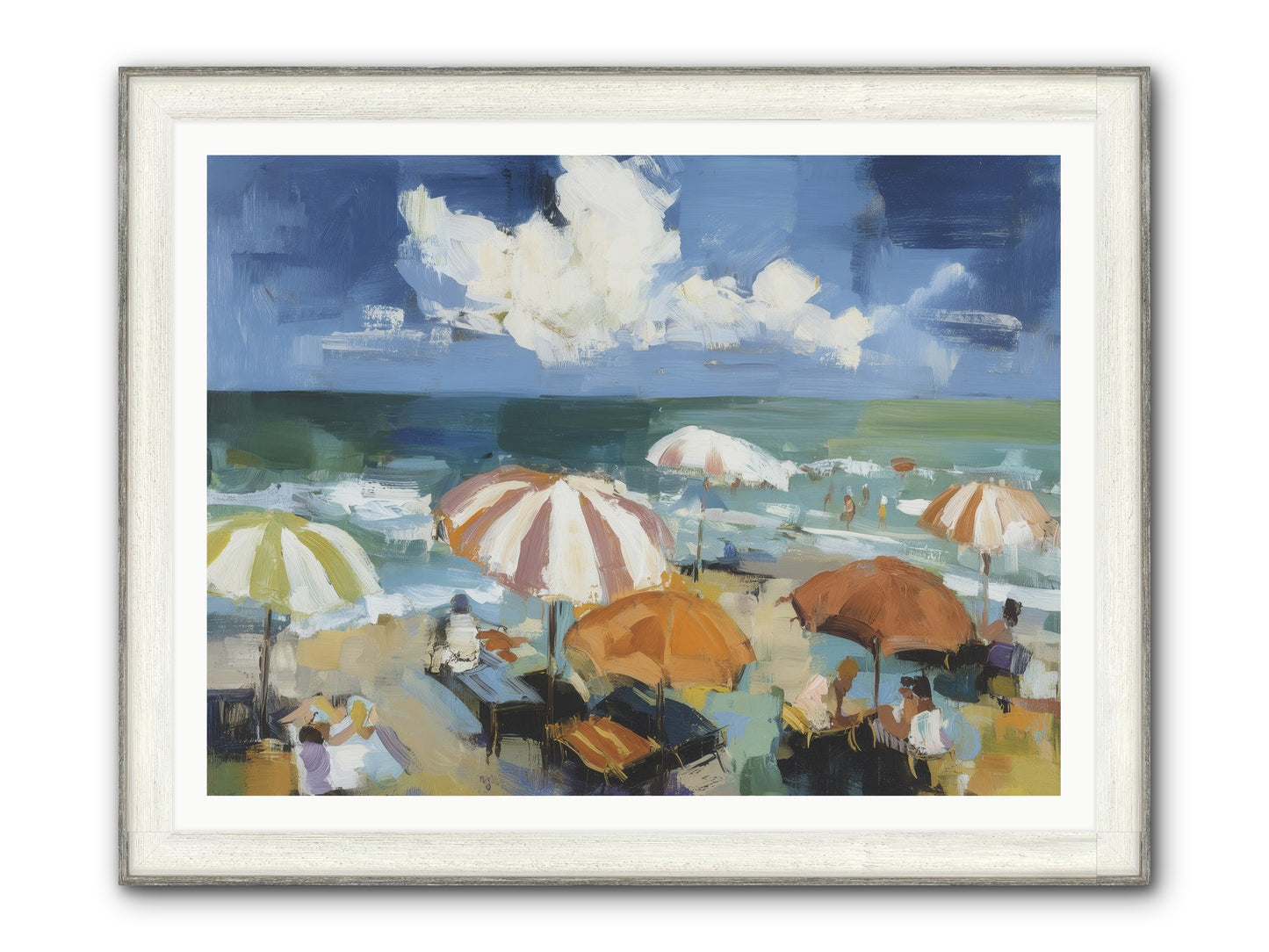 Over Mediterranean Blue Framed Print - Driftwood White 48x36