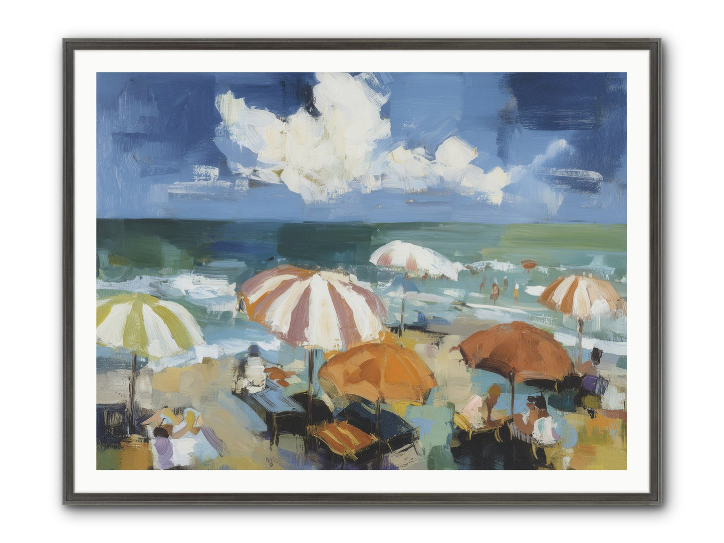 Over Mediterranean Blue Framed Print - Slimwoods Black/Silver 48x36