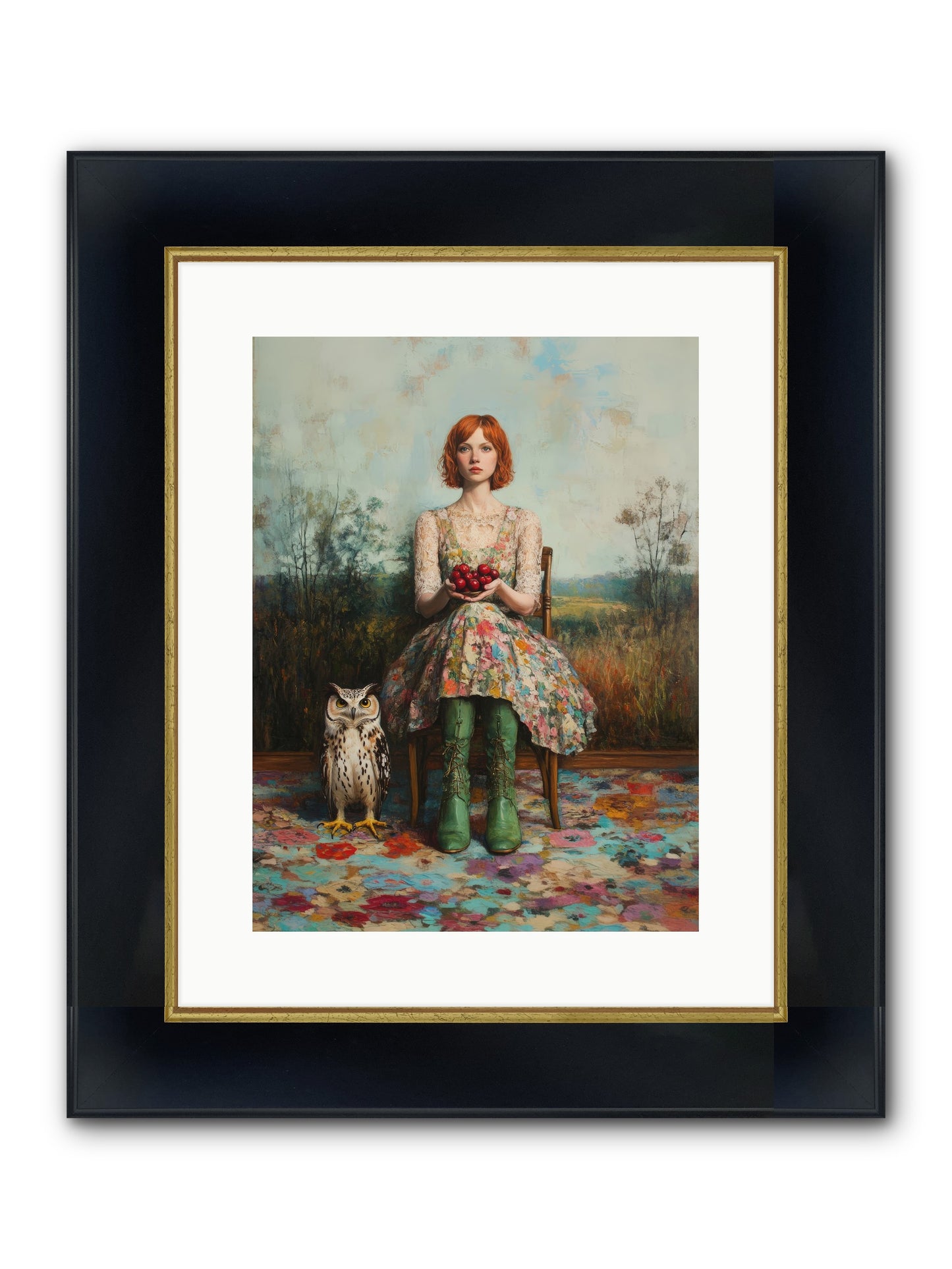 Owl Keeper's Solitude Framed Print - Wide Black w/Gold 12x16