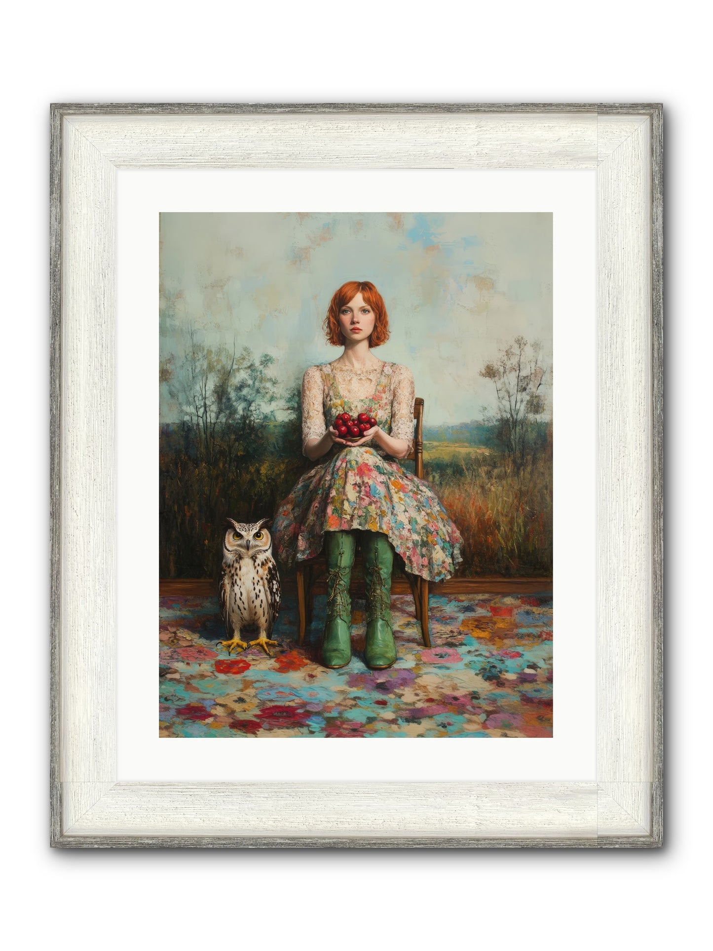 Owl Keeper's Solitude Framed Print - Driftwood White 18x24