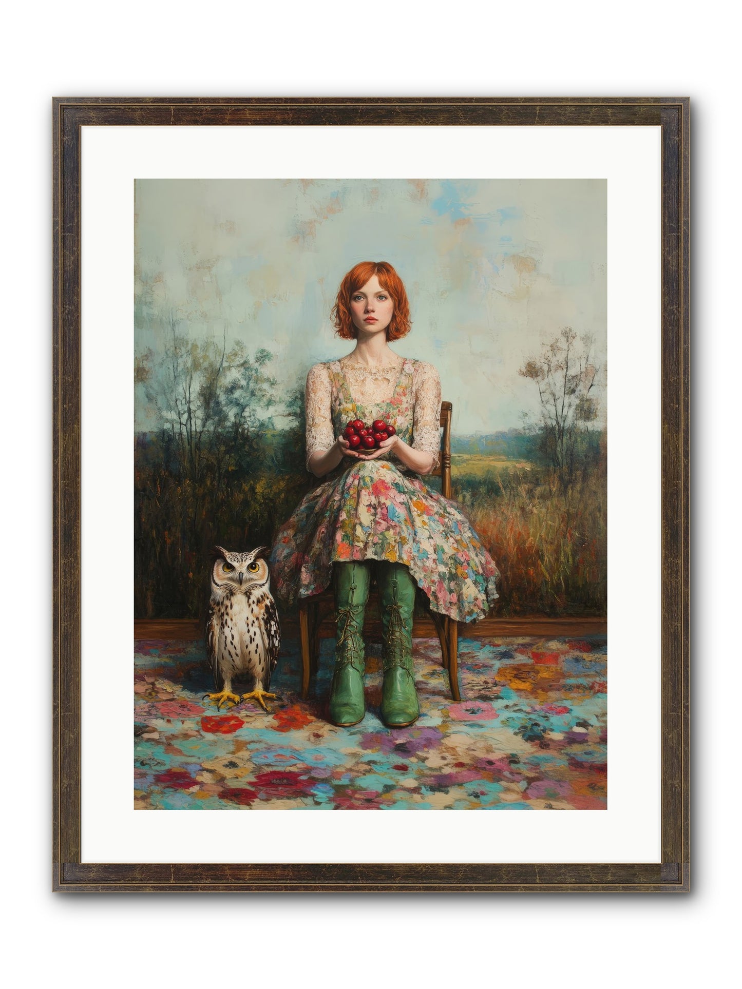 Owl Keeper's Solitude Framed Print - Slimwoods Black/Gold 18x24