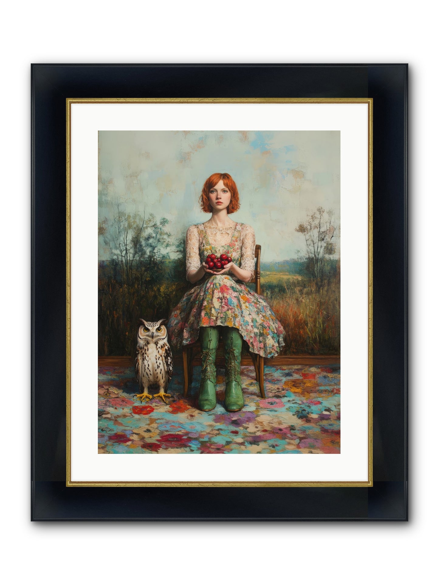 Owl Keeper's Solitude Framed Print - Wide Black w/Gold 18x24