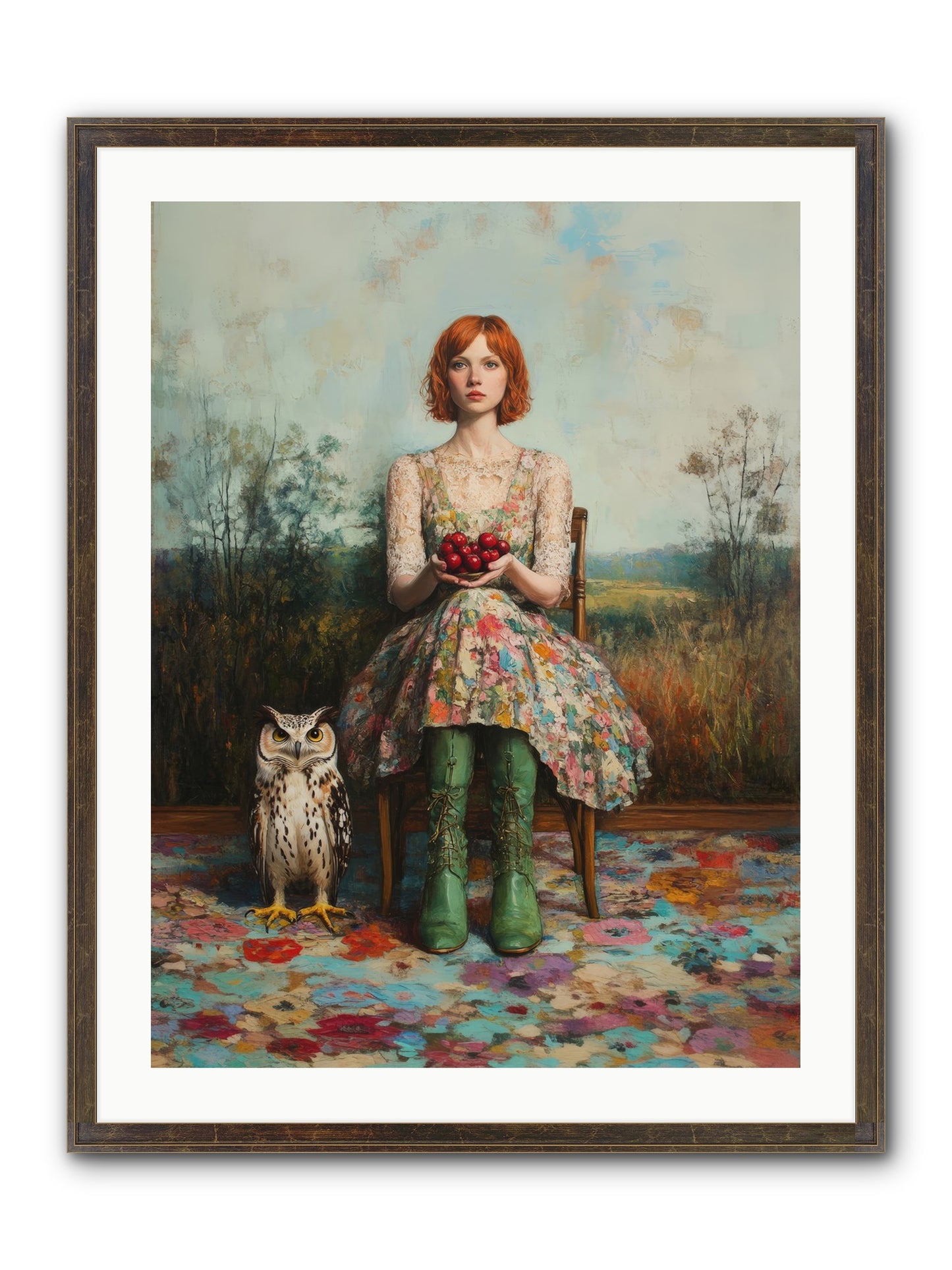 Owl Keeper's Solitude Framed Print - Slimwoods Black/Gold 24x32