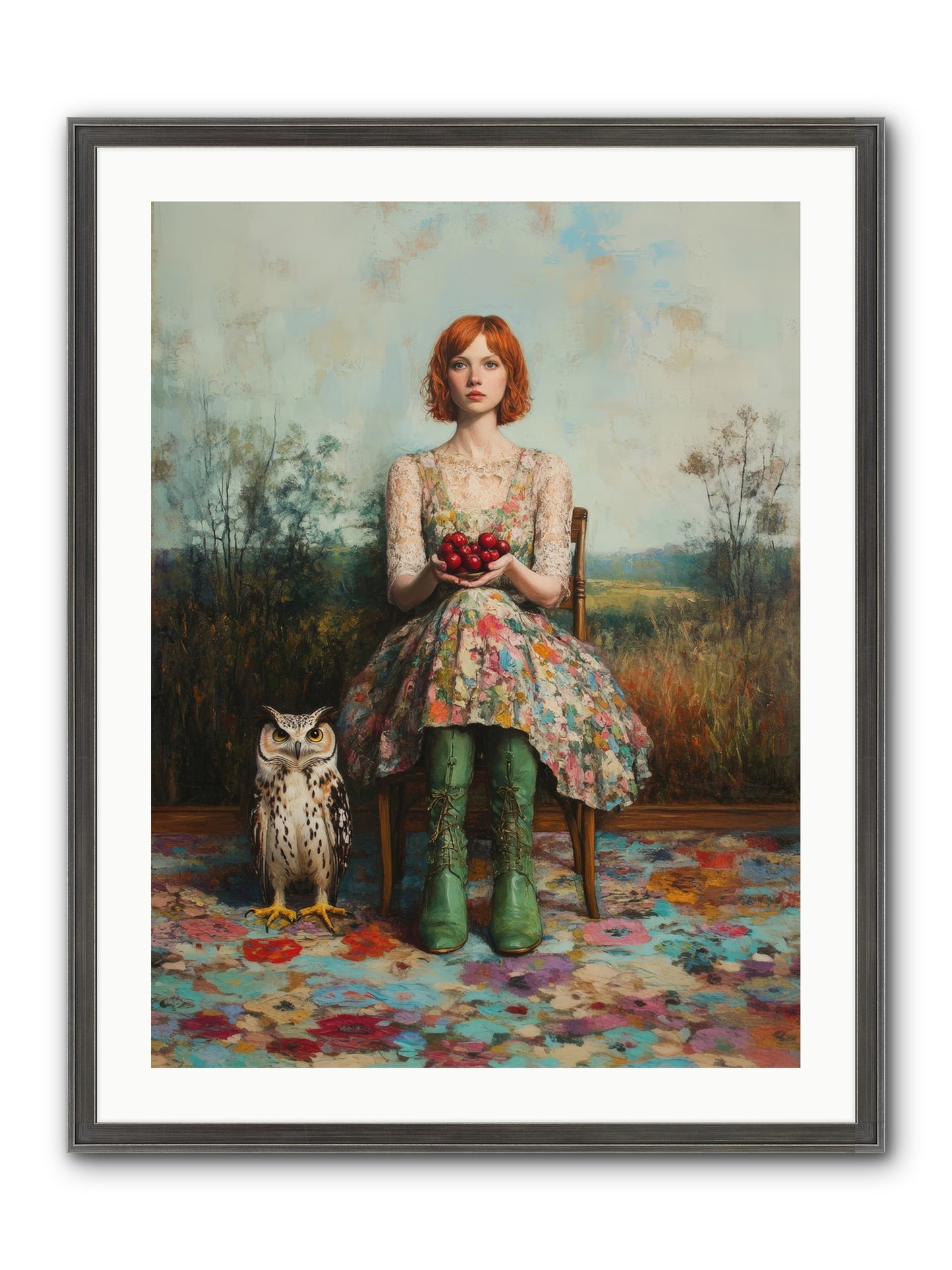 Owl Keeper's Solitude Framed Print - Slimwoods Black/Silver 24x32