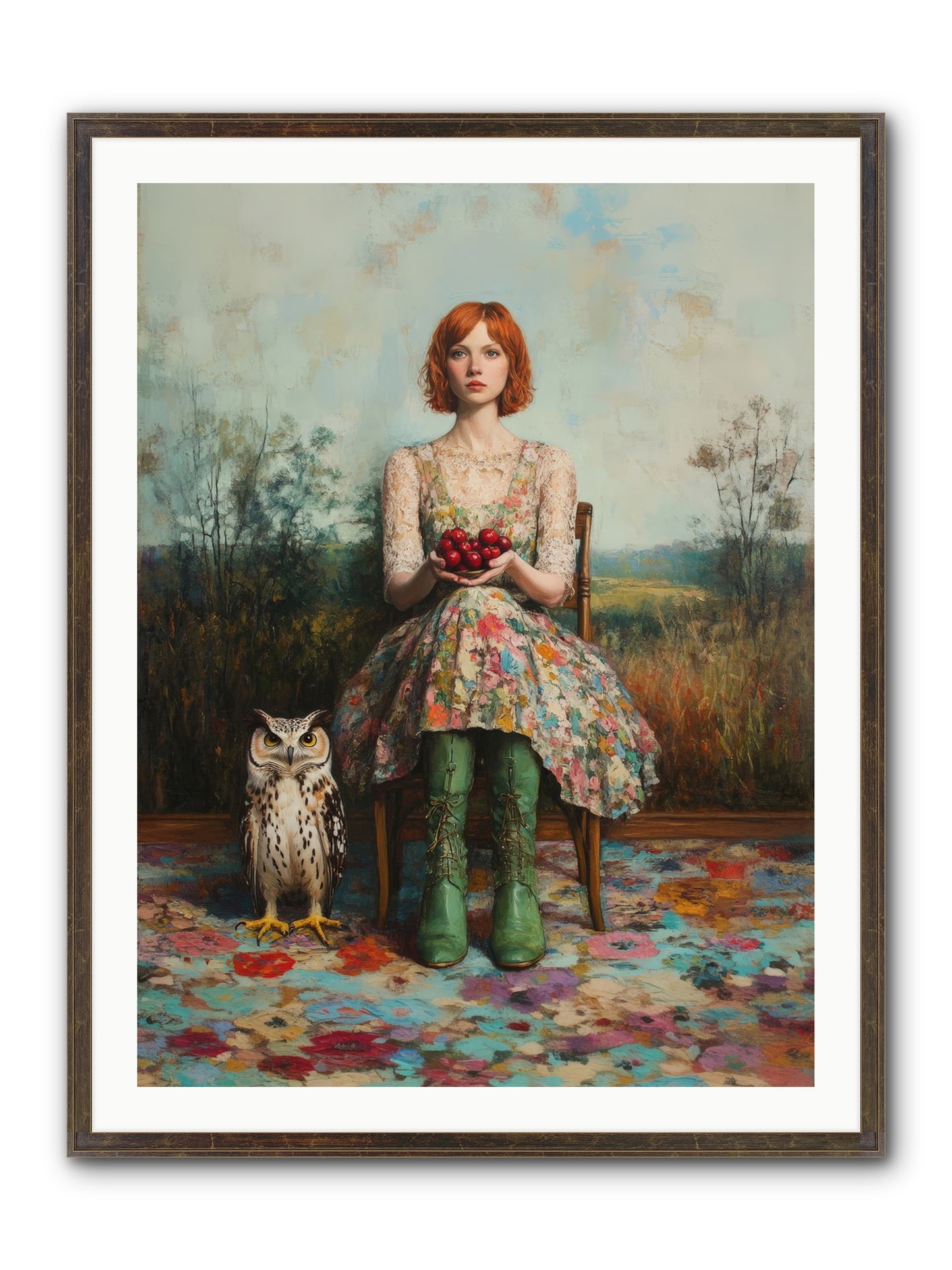Owl Keeper's Solitude Framed Print - Slimwoods Black/Gold 30x40