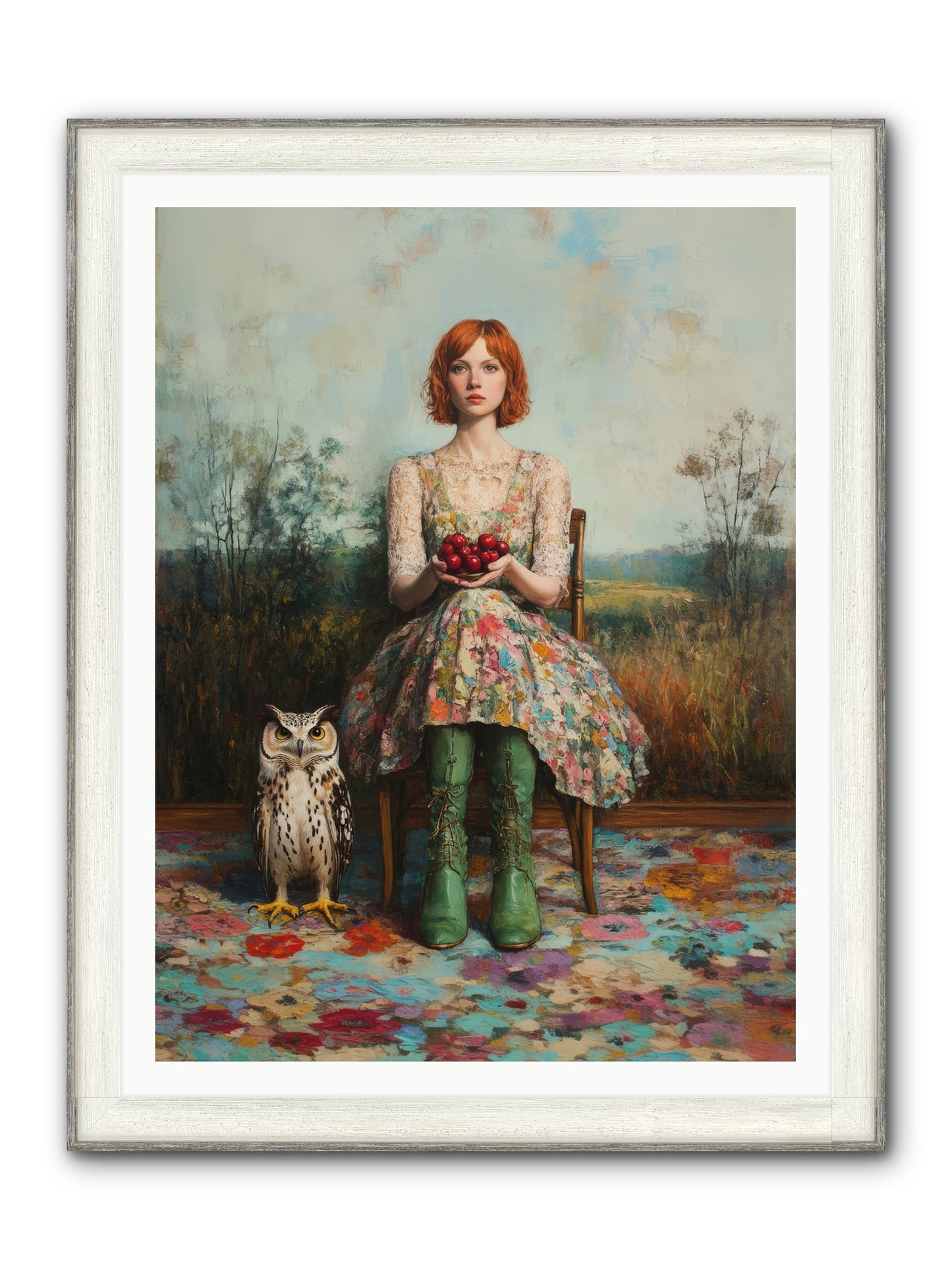 Owl Keeper's Solitude Framed Print - Driftwood White 36x48