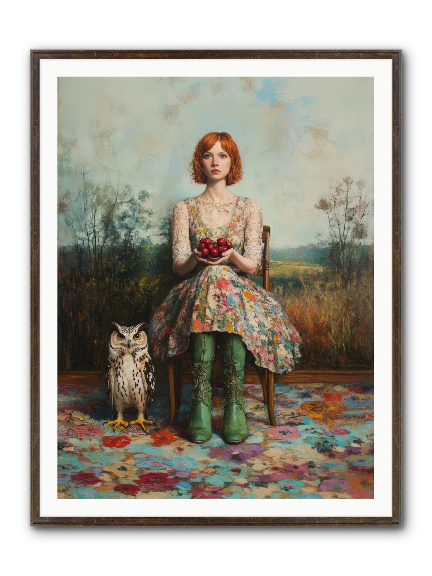 Owl Keeper's Solitude Framed Print - Slimwoods Black/Gold 36x48