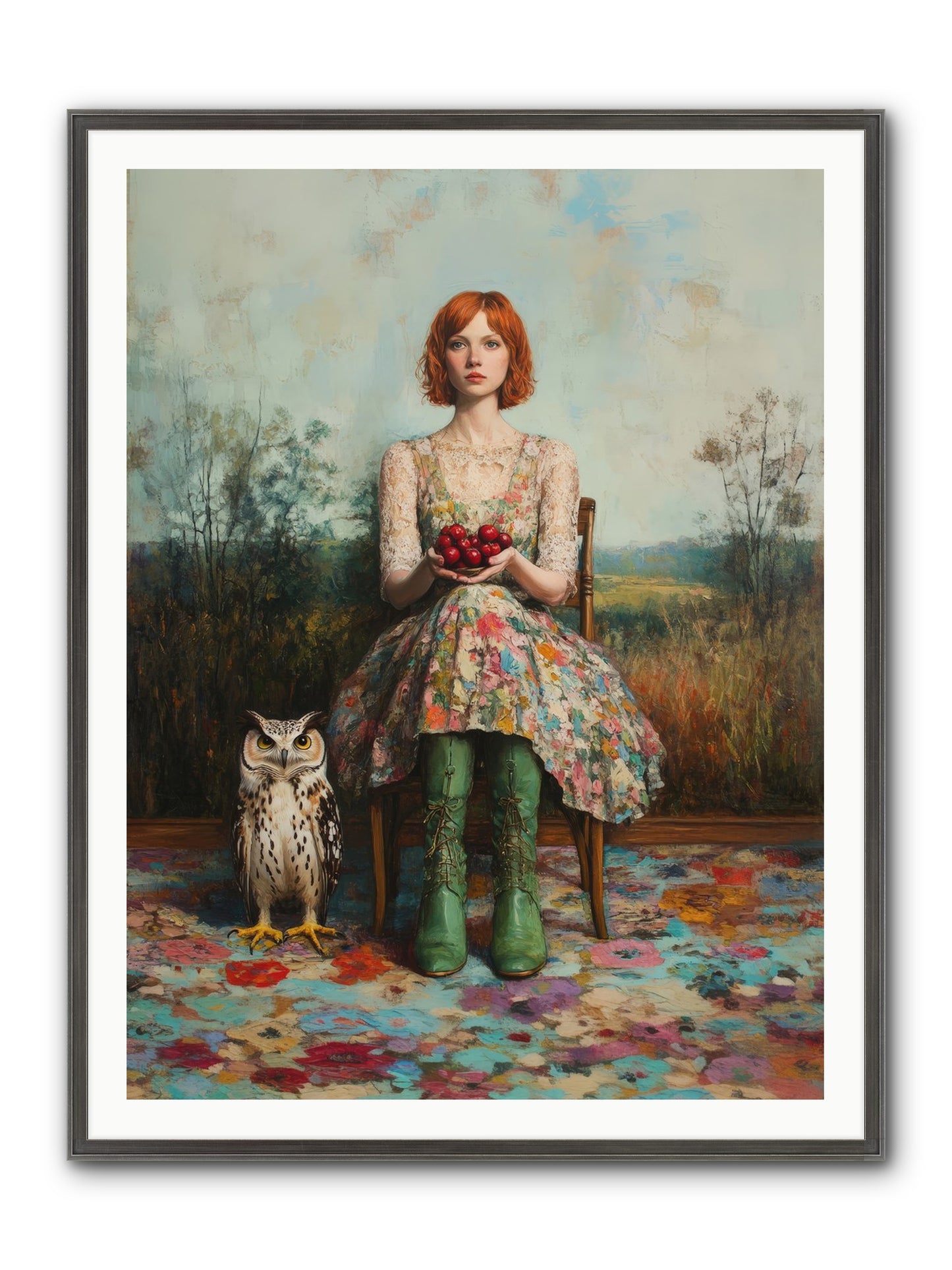 Owl Keeper's Solitude Framed Print - Slimwoods Black/Silver 36x48