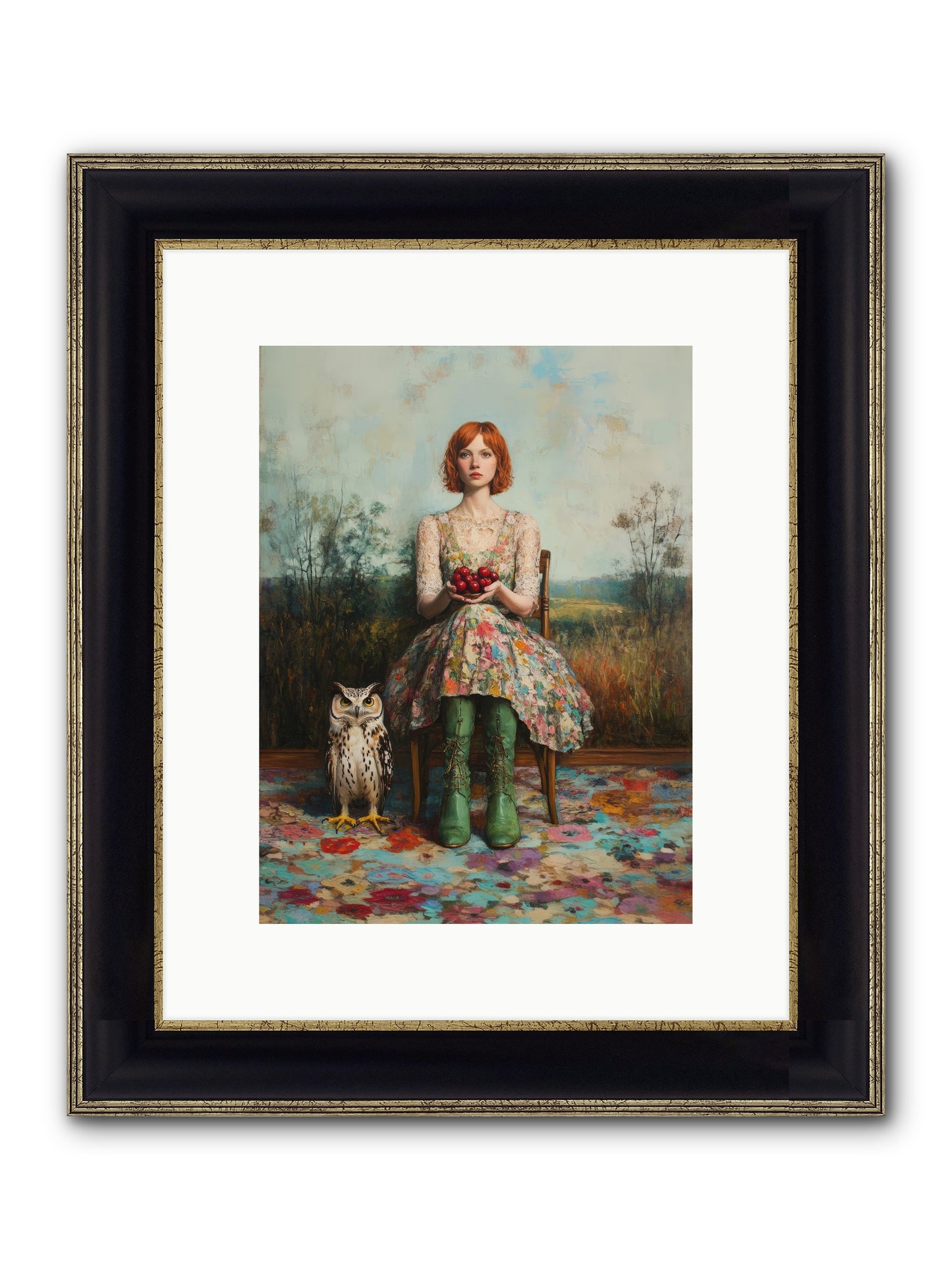 Owl Keeper's Solitude Framed Print - Black & Gold 9x12