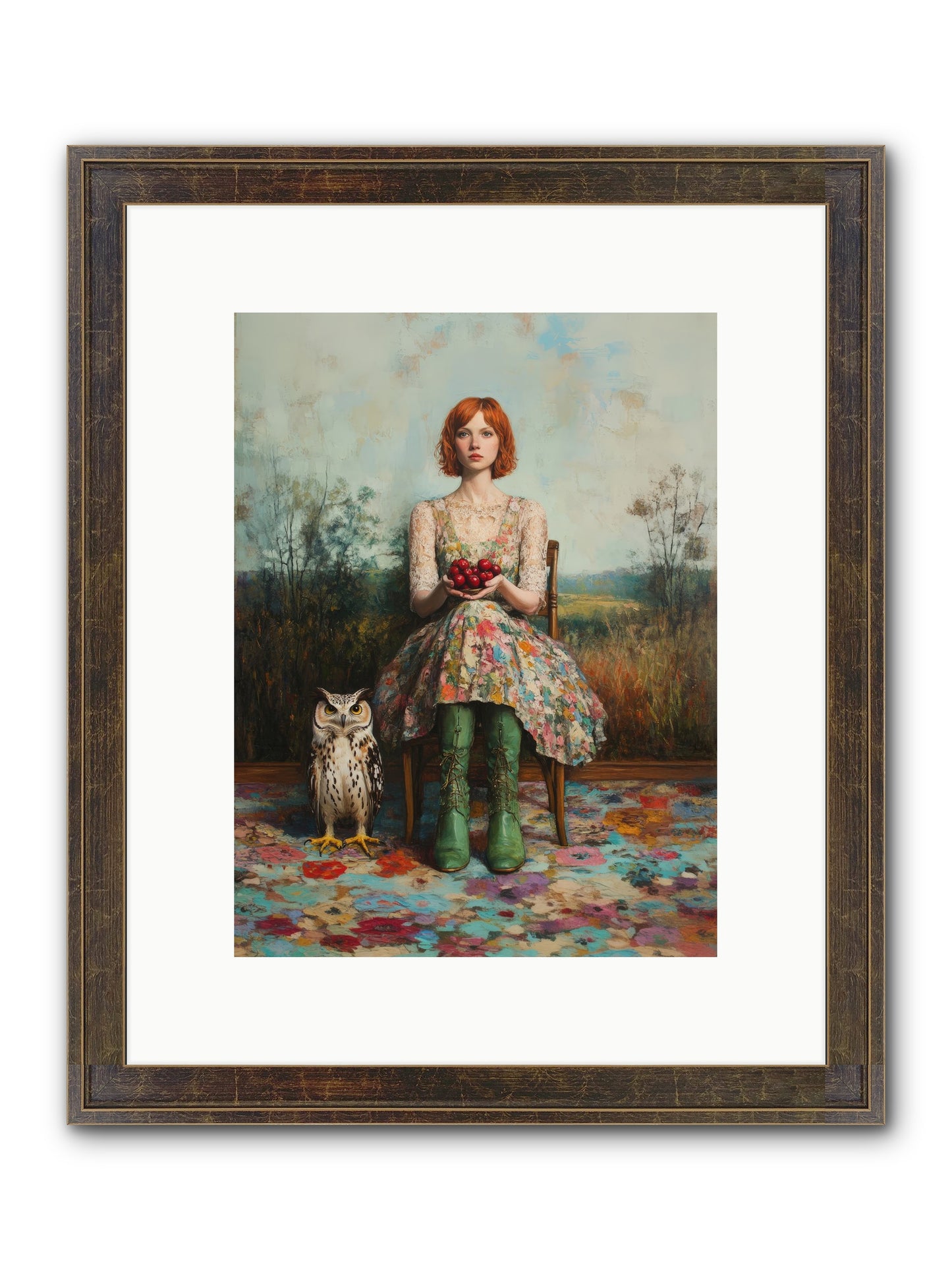Owl Keeper's Solitude Framed Print - Slimwoods Black/Gold 9x12