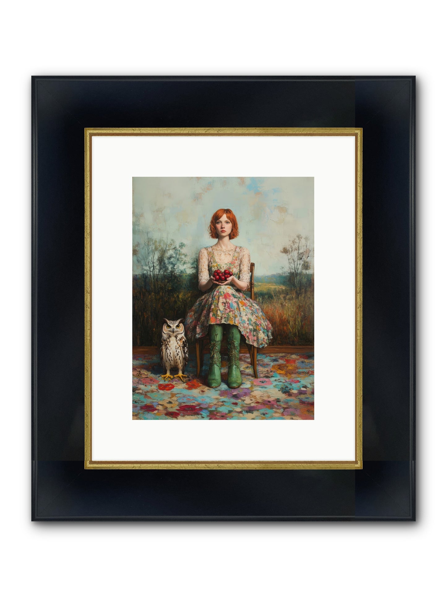 Owl Keeper's Solitude Framed Print - Wide Black w/Gold 9x12
