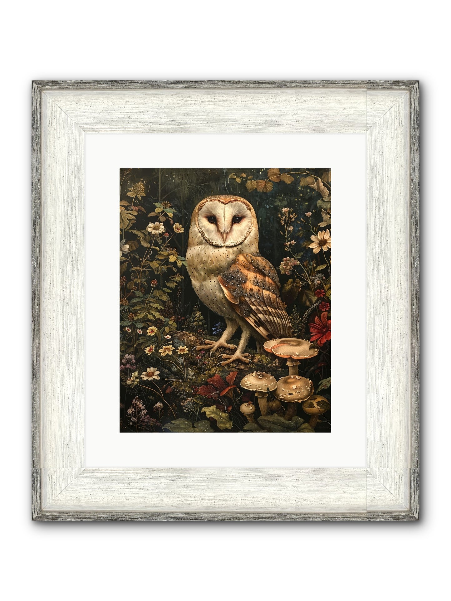 Owl's Vigil Framed Print - Driftwood White 12x15