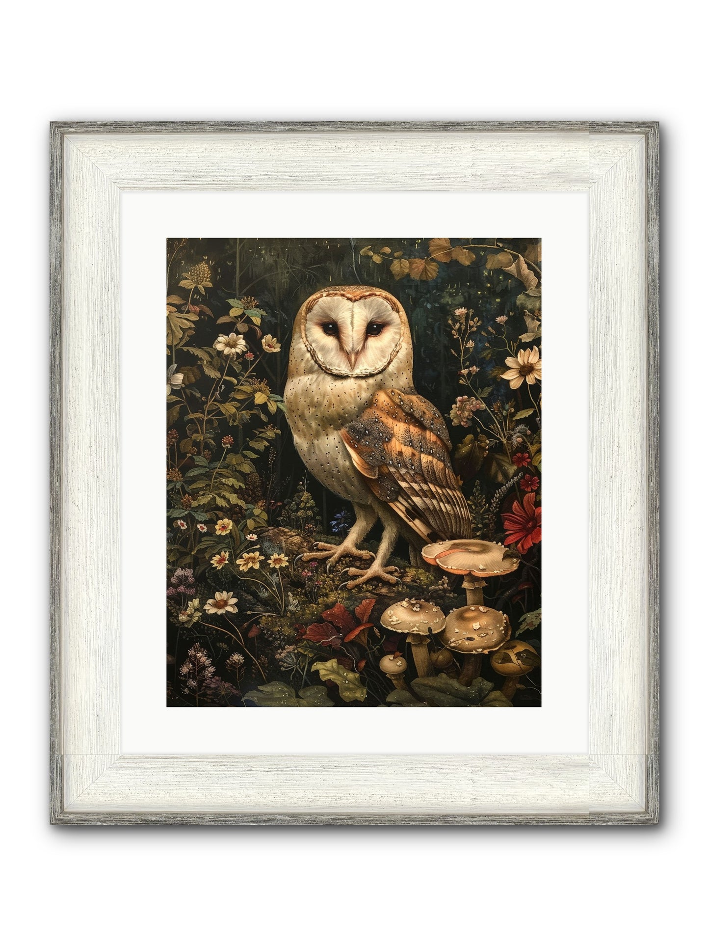 Owl's Vigil Framed Print - Driftwood White 16x20