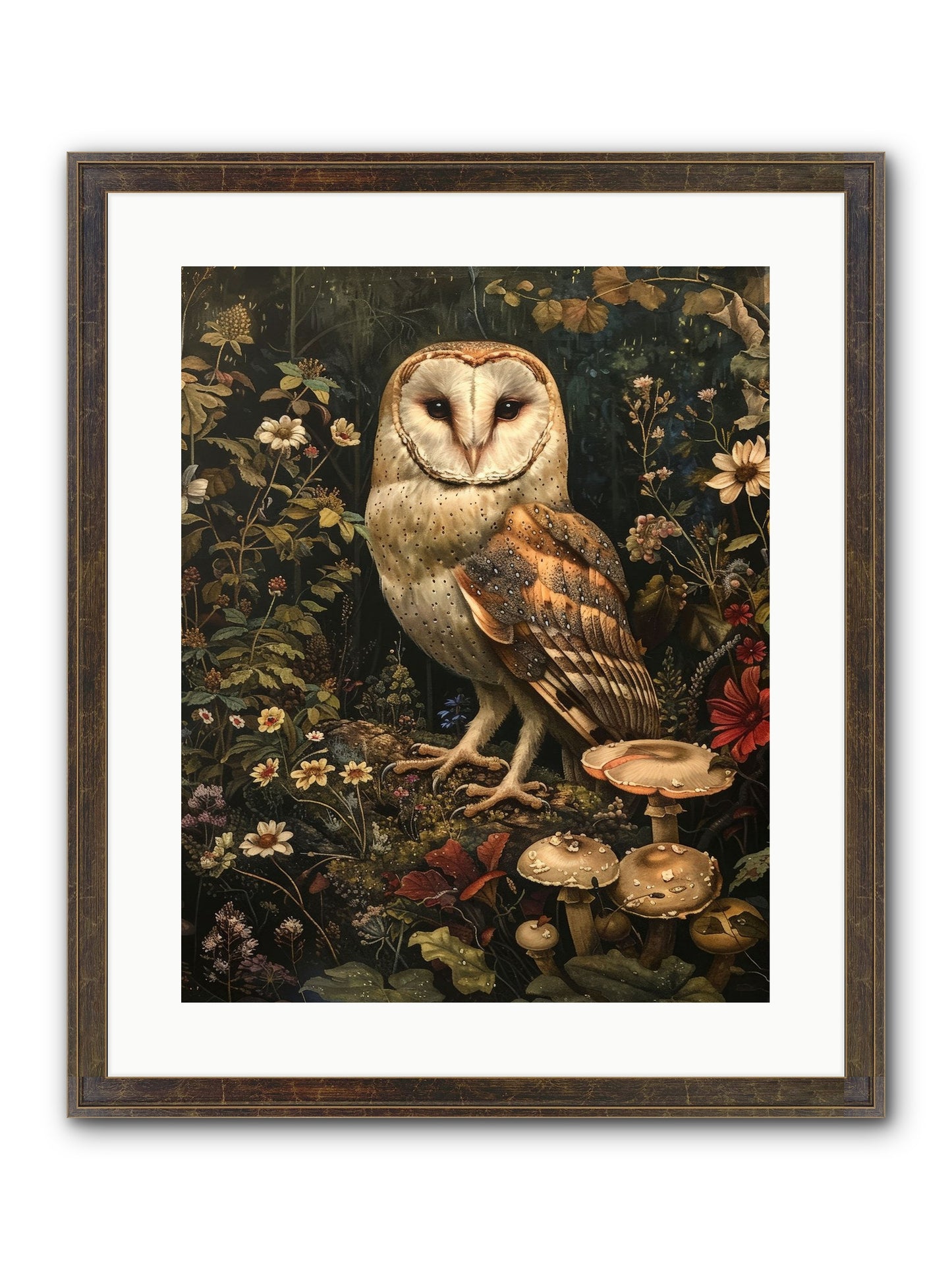 Owl's Vigil Framed Print - Slimwoods Black/Gold 16x20
