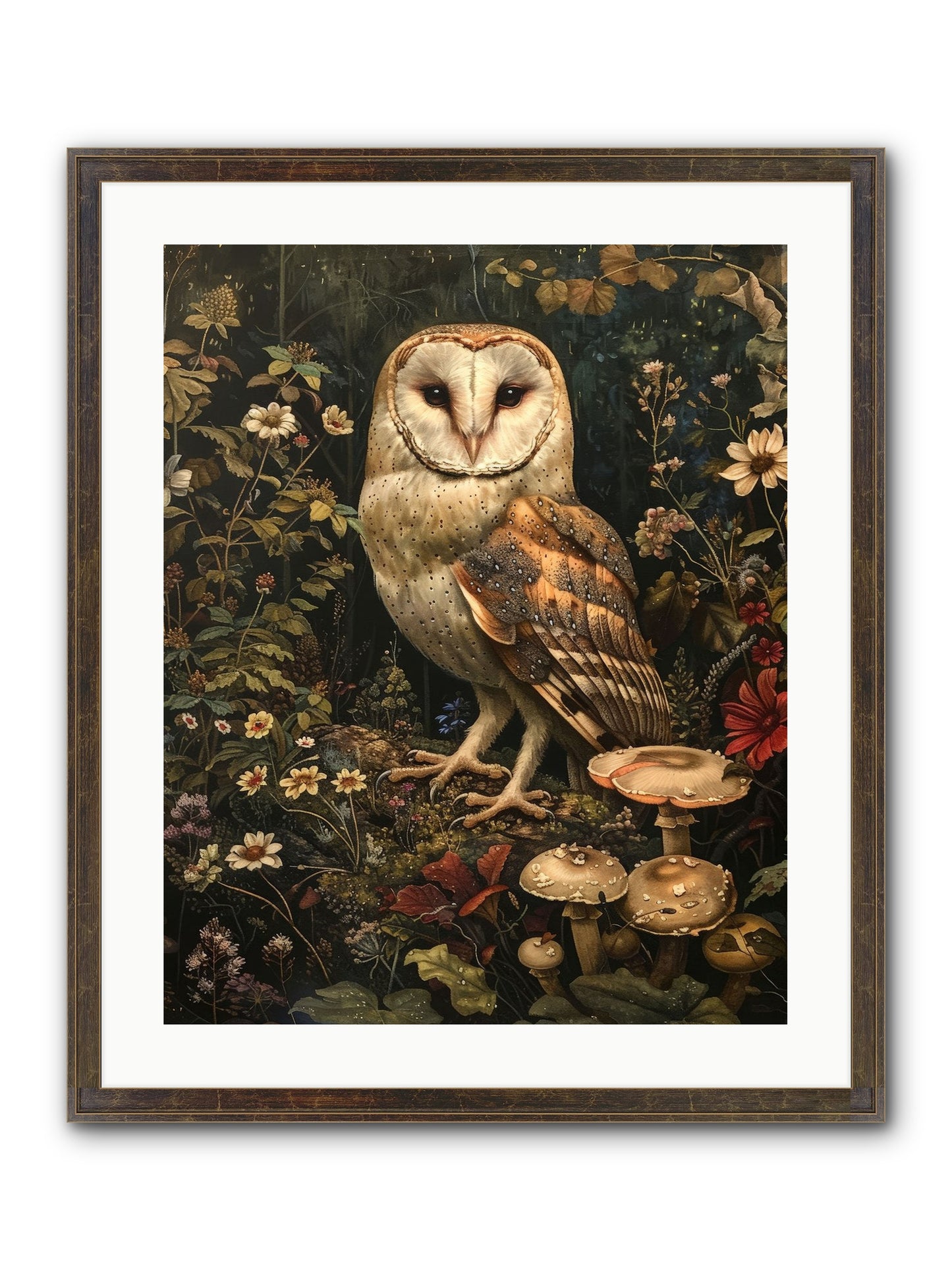 Owl's Vigil Framed Print - Slimwoods Black/Gold 20x25