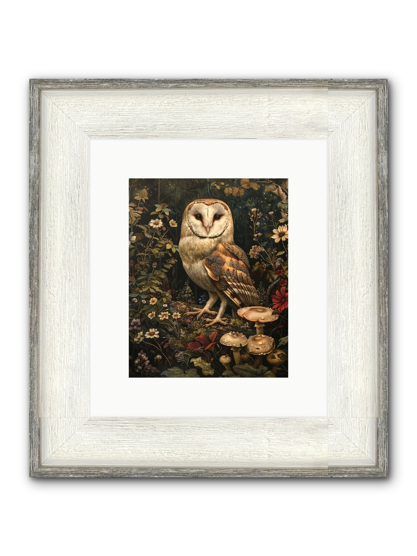 Owl's Vigil Framed Print - Driftwood White 8x10